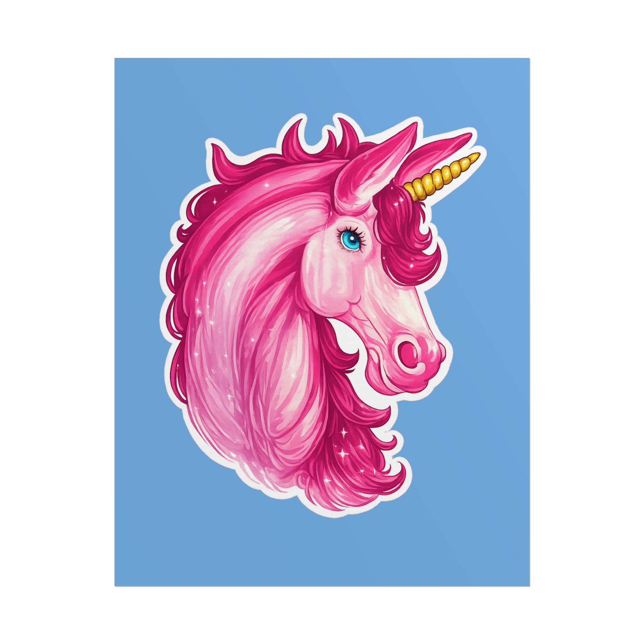 Pink Unicorn Head Rolled Poster — Cute Fantasy Wall Art for Kids' Rooms & Gifts