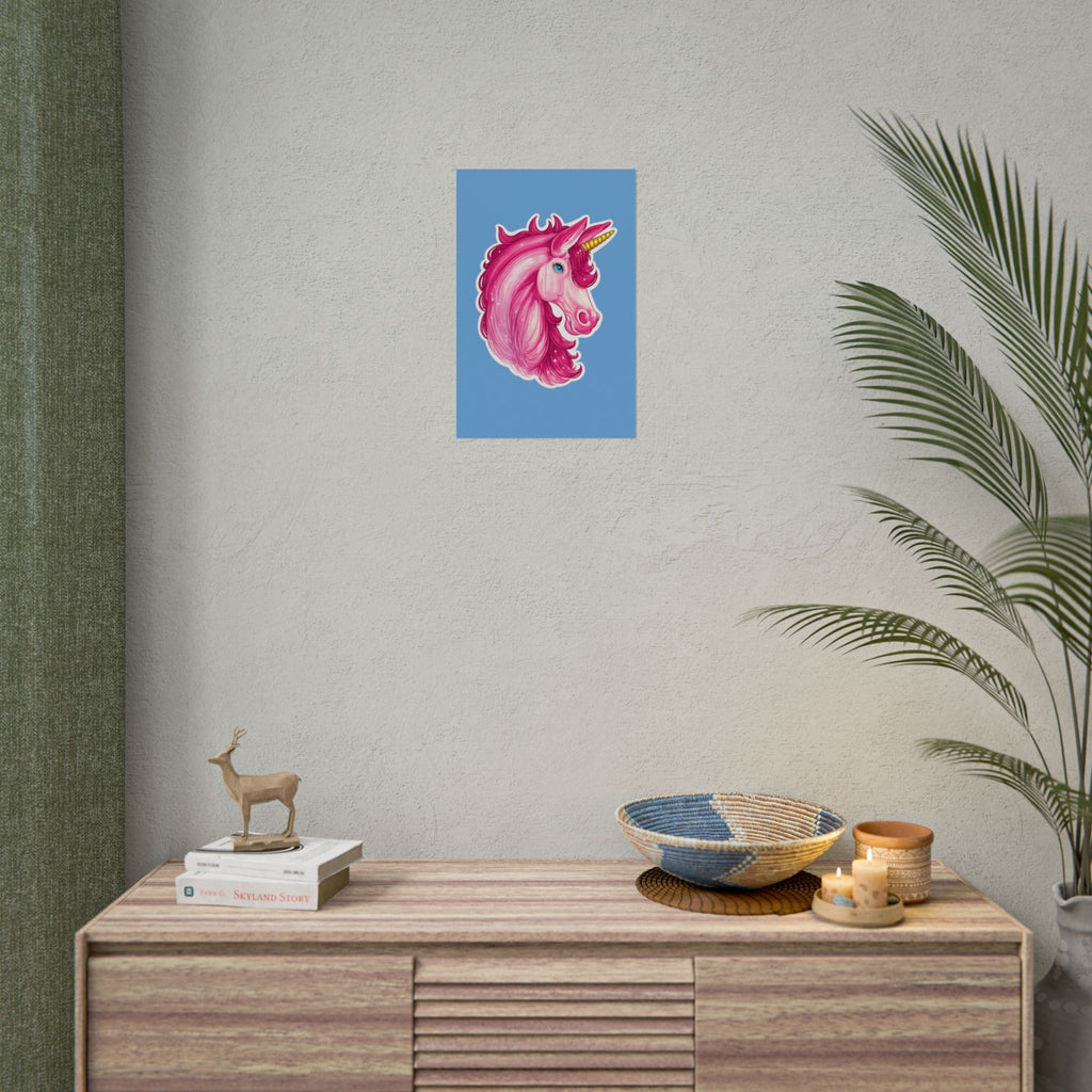 Pink Unicorn Head Rolled Poster — Cute Fantasy Wall Art for Kids' Rooms & Gifts