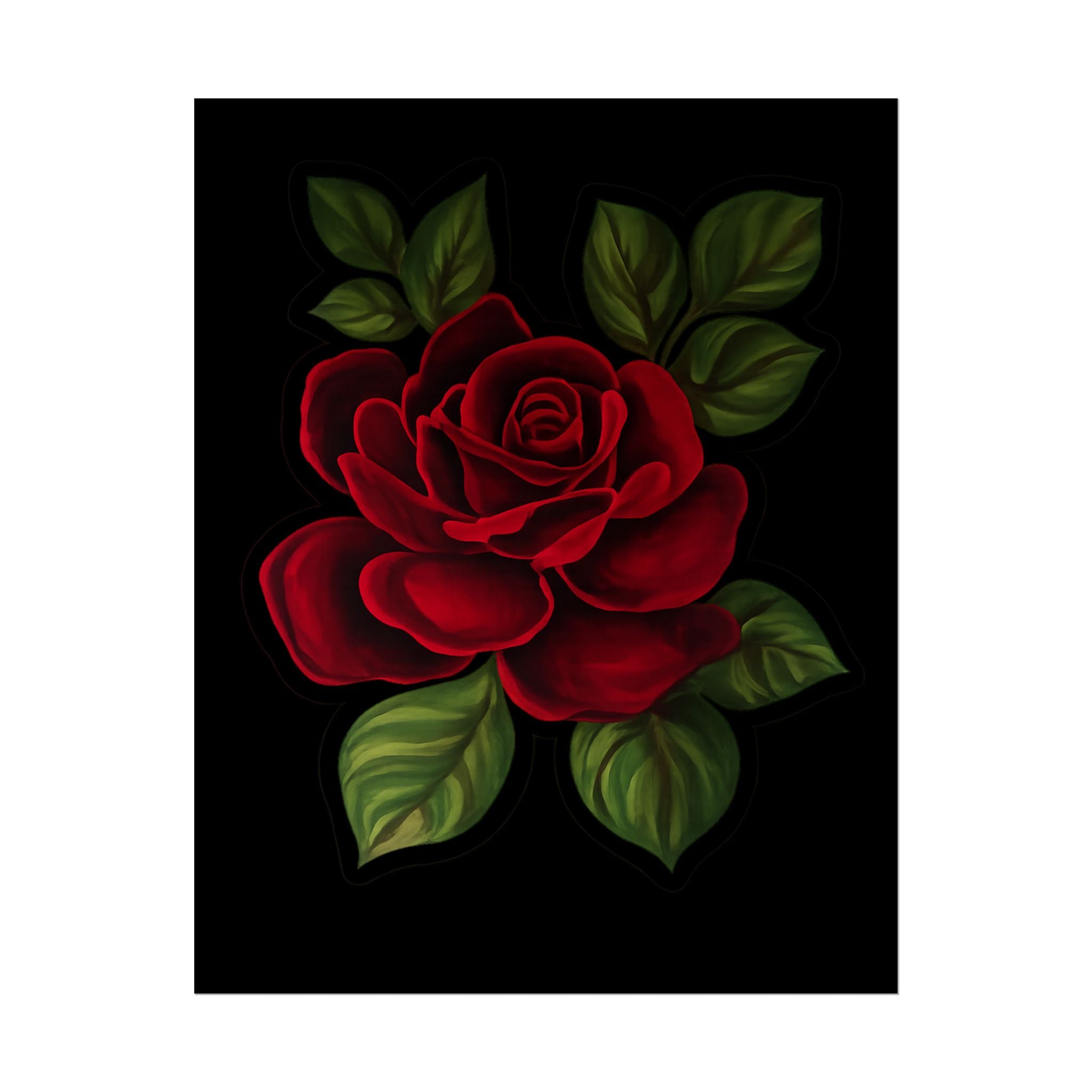 Red Rose Art Poster — Romantic Floral Wall Print (Rolled Poster)