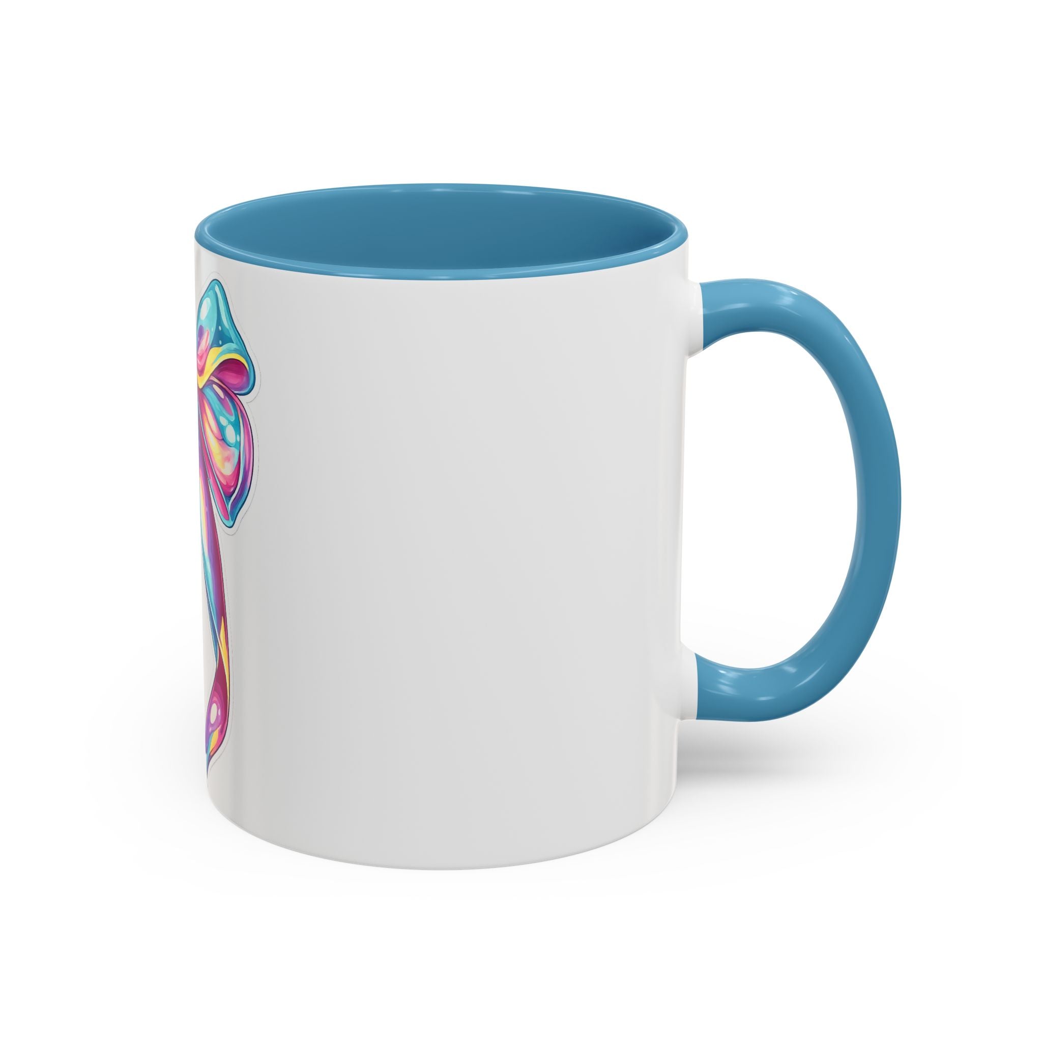 Rainbow Bow Accent Coffee Mug — Colorful Gift Mug for Her