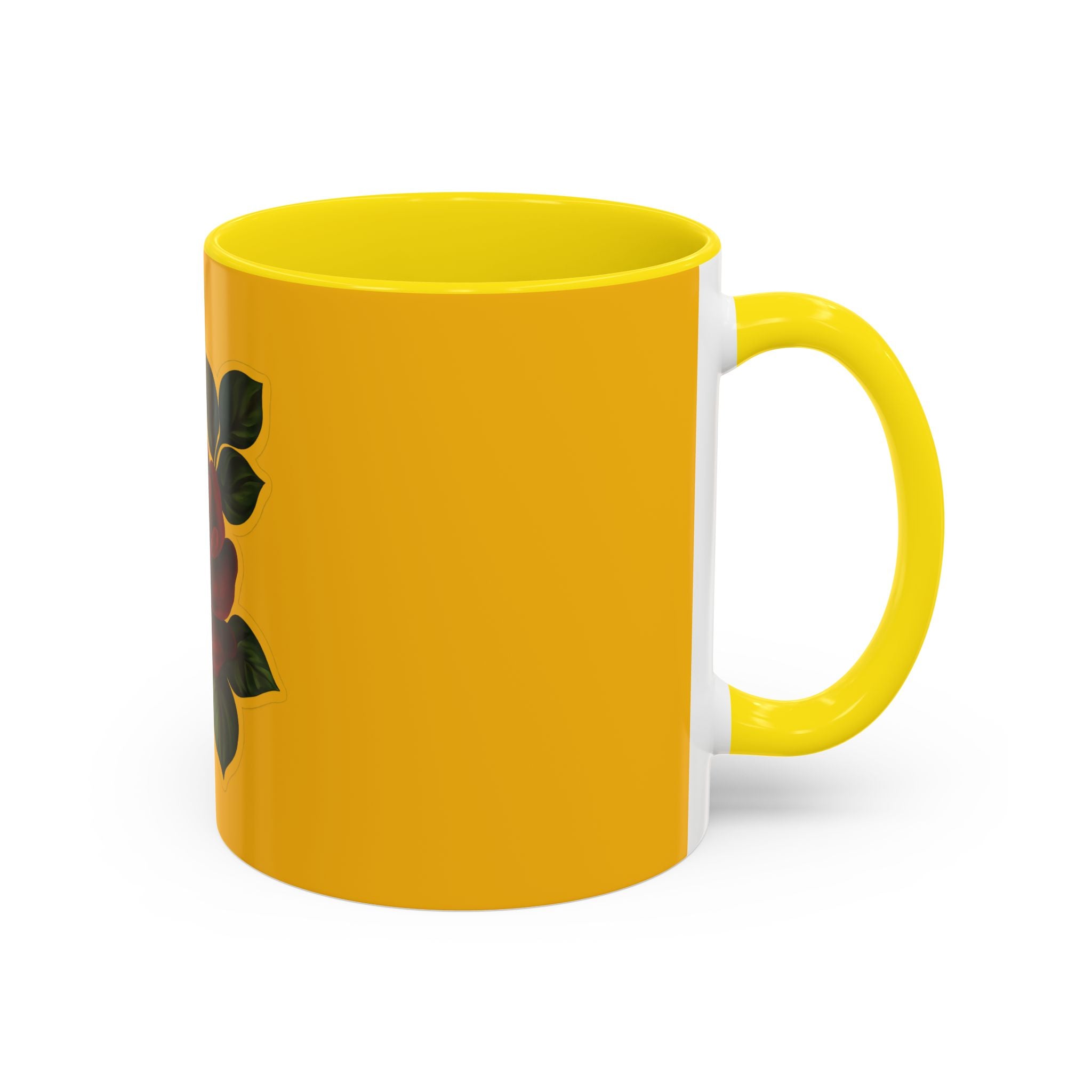 Yellow Rose Accent Coffee Mug – Vintage Red Rose Floral Ceramic Mug