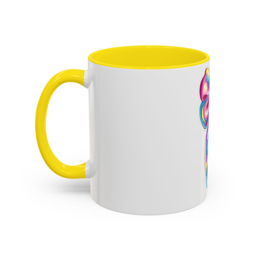 Rainbow Bow Accent Coffee Mug — Colorful Gift Mug for Her