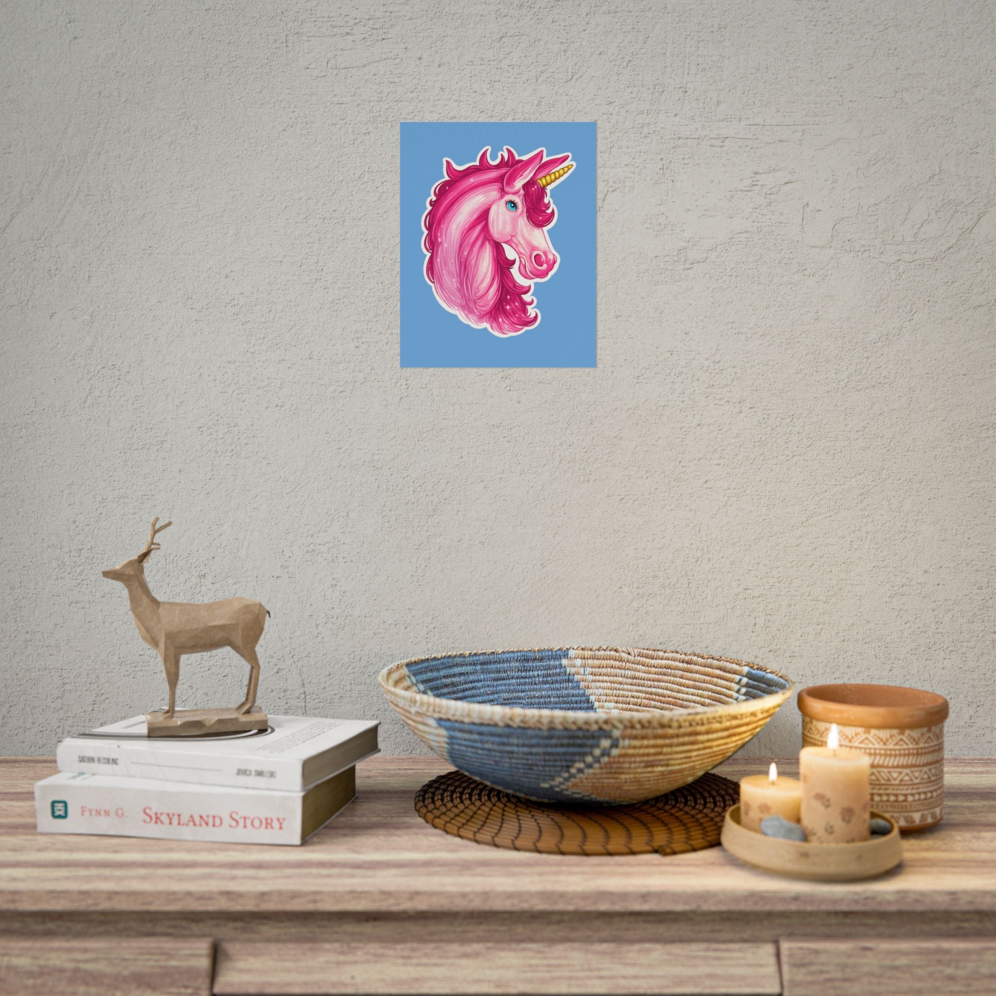 Pink Unicorn Head Rolled Poster — Cute Fantasy Wall Art for Kids' Rooms & Gifts