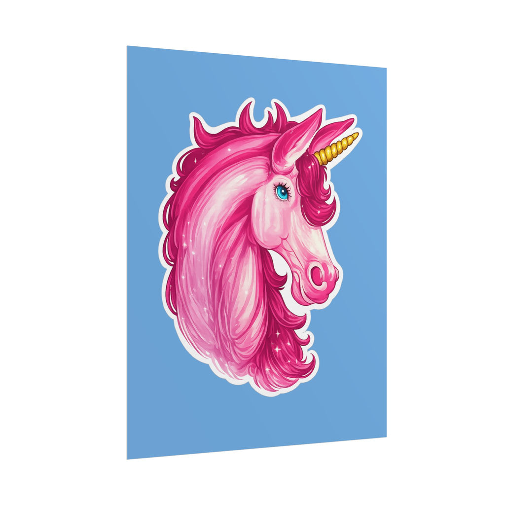 Pink Unicorn Head Rolled Poster — Cute Fantasy Wall Art for Kids' Rooms & Gifts