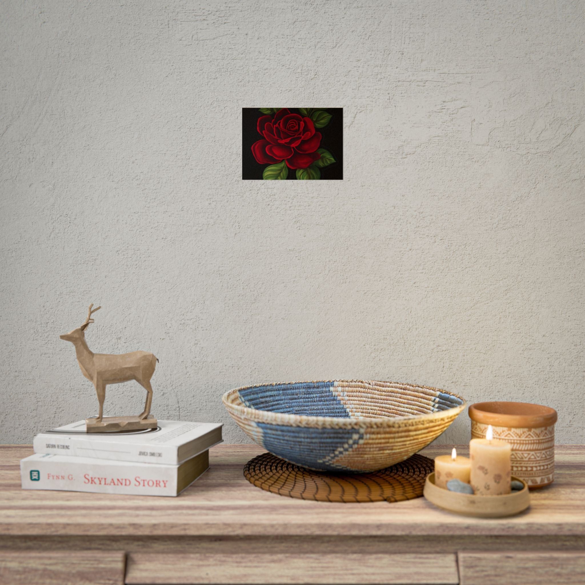 Red Rose Art Poster — Romantic Floral Wall Print (Rolled Poster)