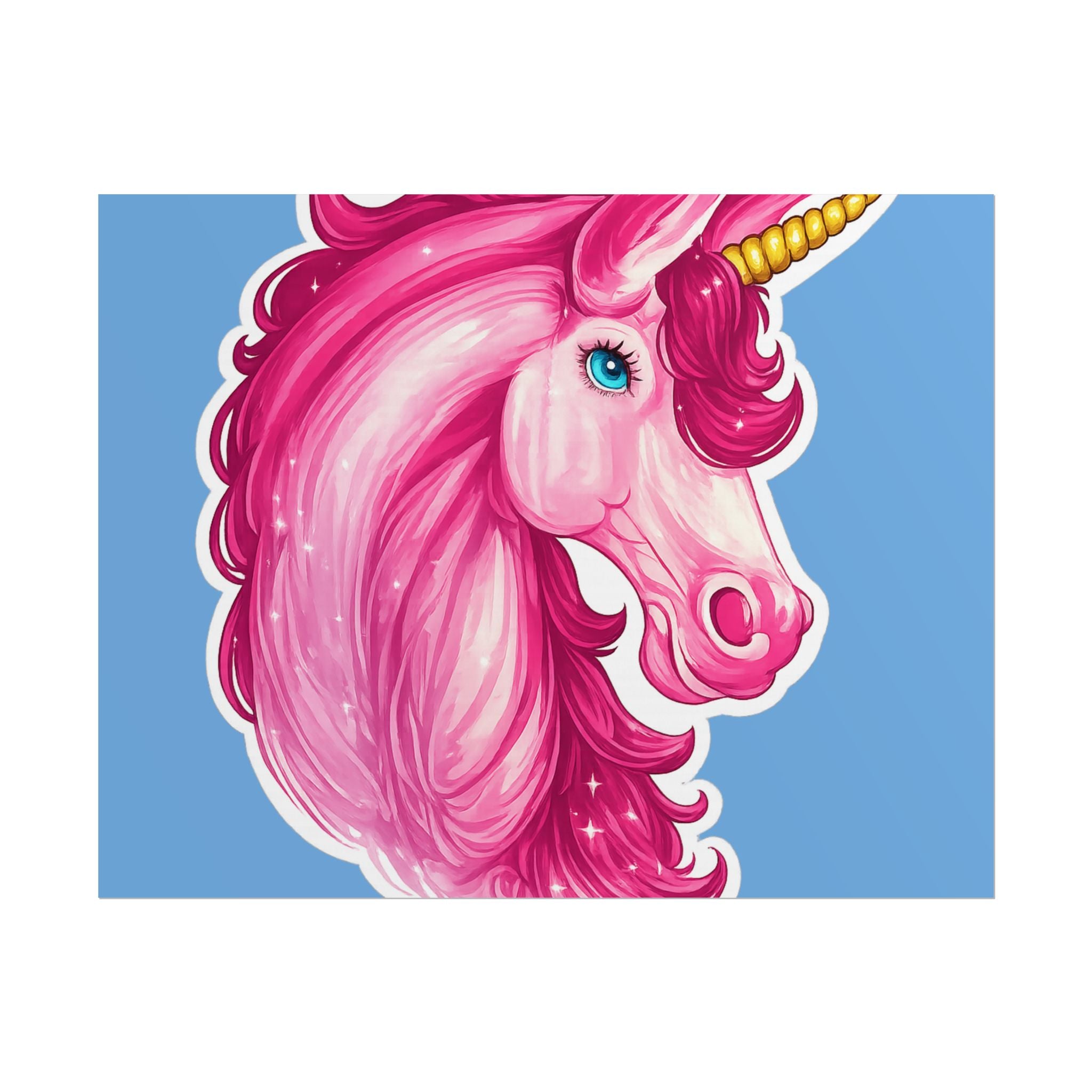 Pink Unicorn Head Rolled Poster — Cute Fantasy Wall Art for Kids' Rooms & Gifts