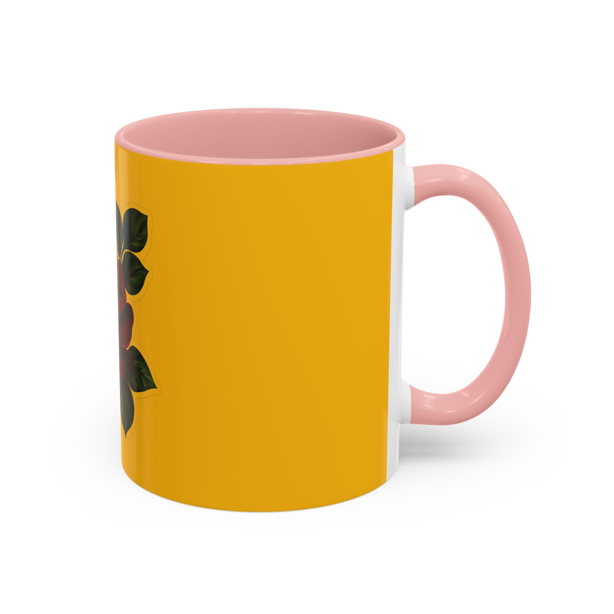 Yellow Rose Accent Coffee Mug – Vintage Red Rose Floral Ceramic Mug