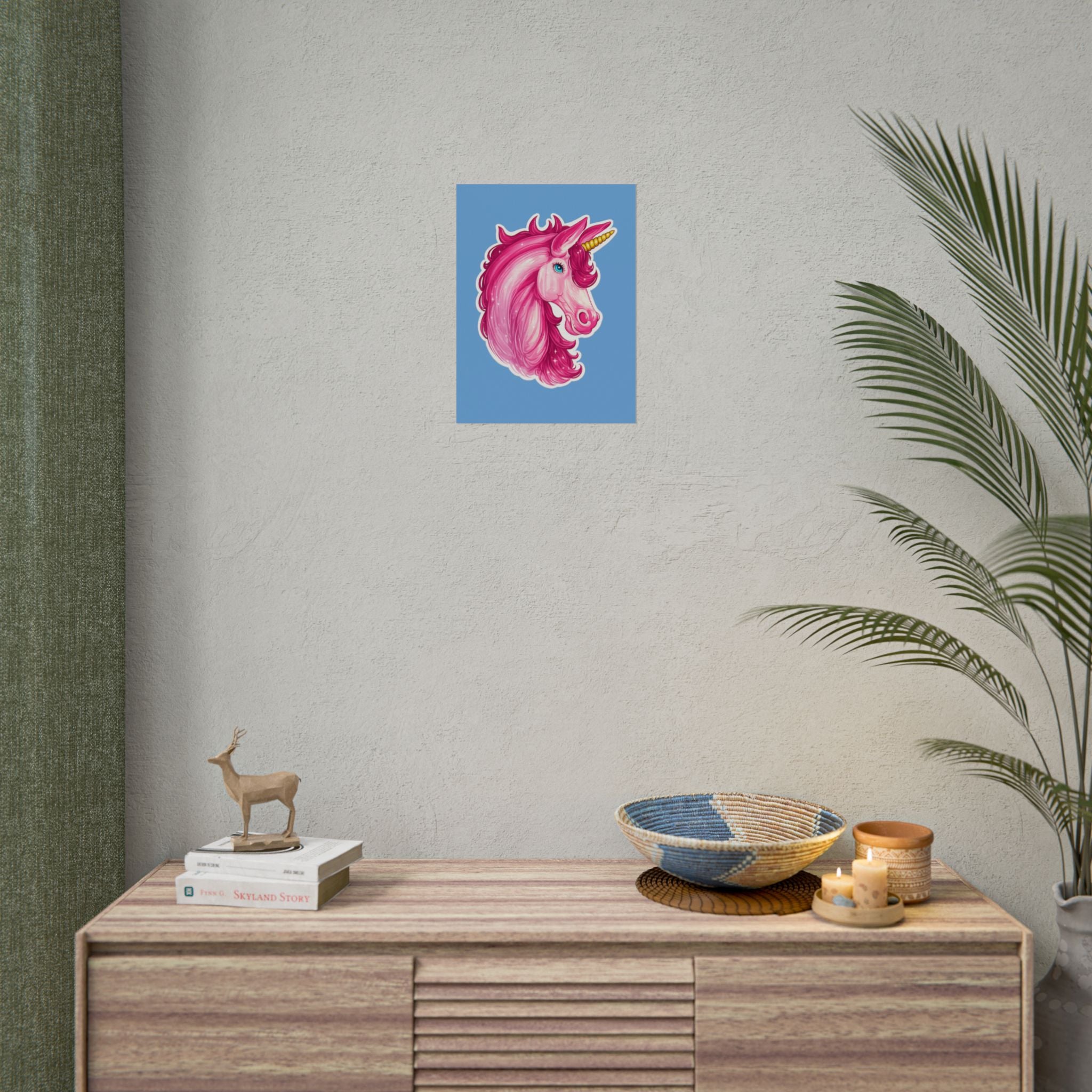 Pink Unicorn Head Rolled Poster — Cute Fantasy Wall Art for Kids' Rooms & Gifts