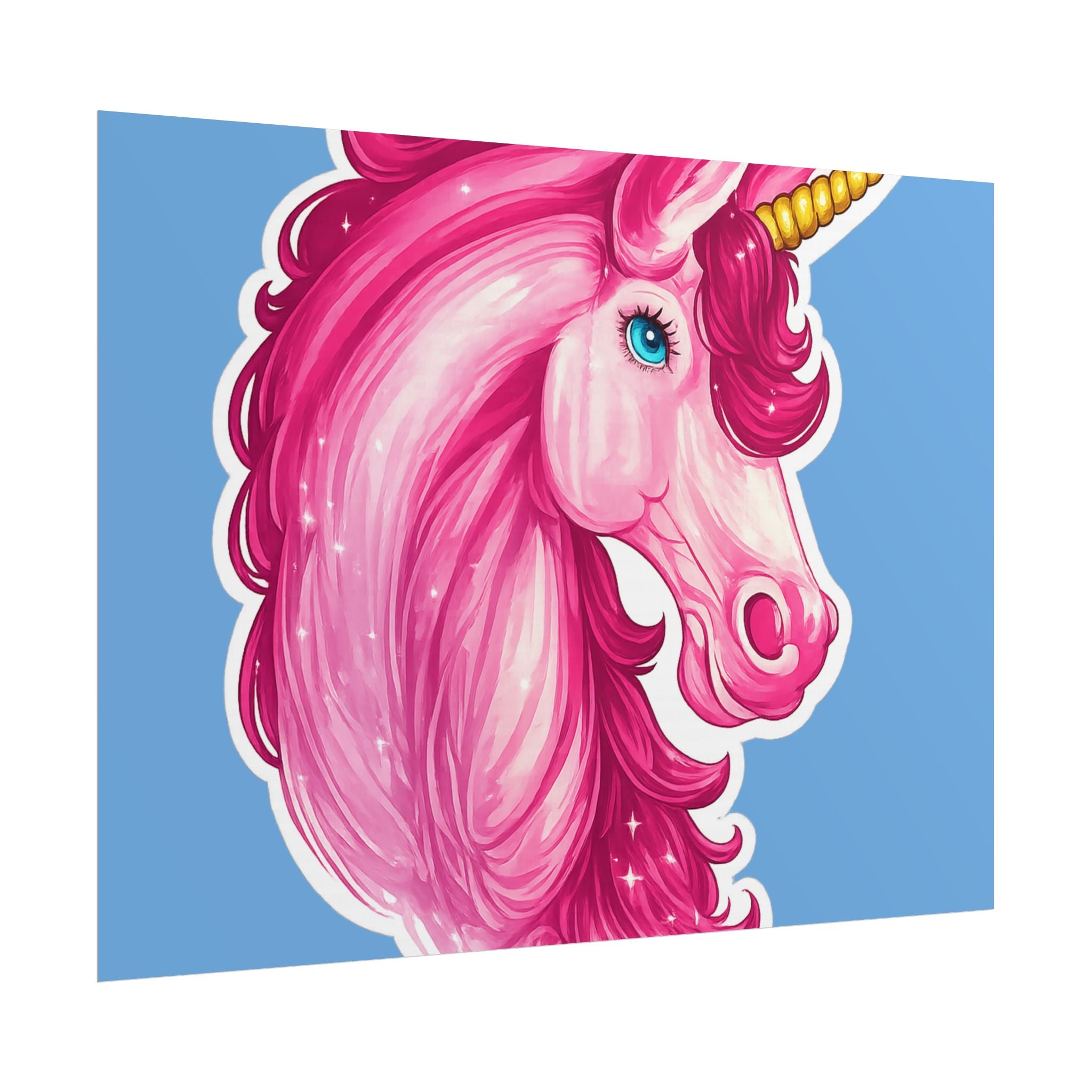 Pink Unicorn Head Rolled Poster — Cute Fantasy Wall Art for Kids' Rooms & Gifts