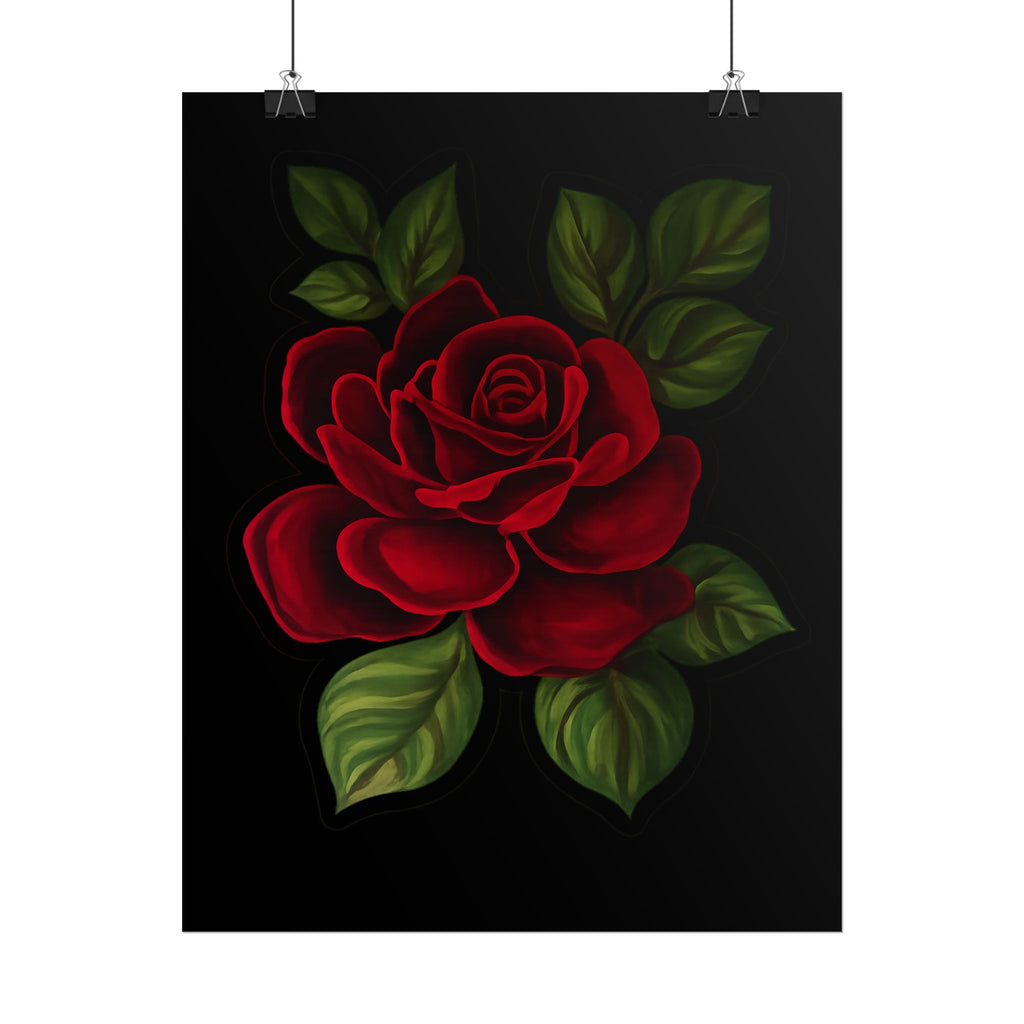 Red Rose Art Poster — Romantic Floral Wall Print (Rolled Poster)