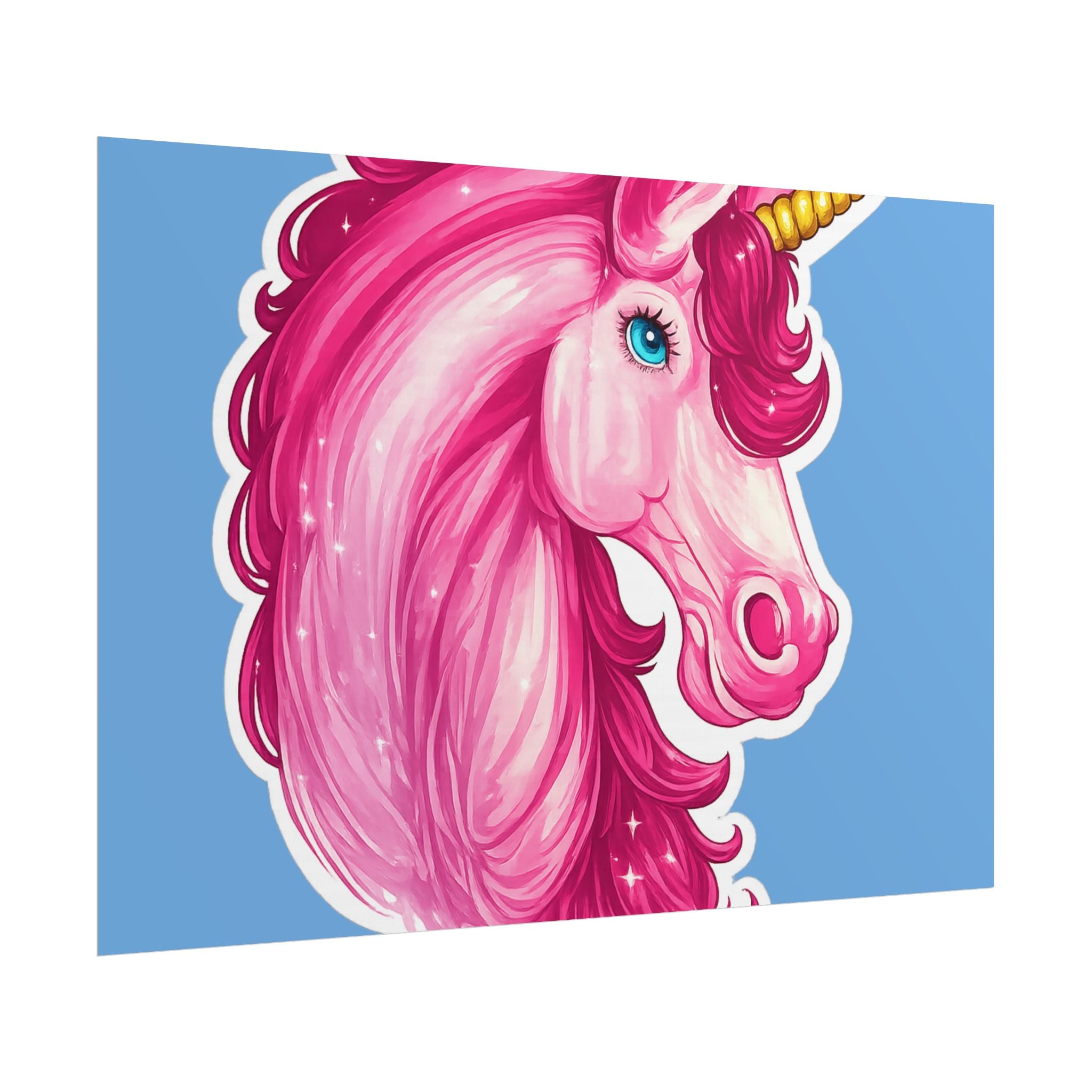 Pink Unicorn Head Rolled Poster — Cute Fantasy Wall Art for Kids' Rooms & Gifts