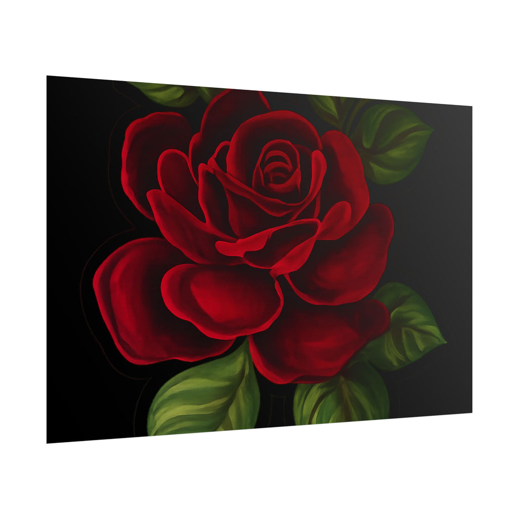 Red Rose Art Poster — Romantic Floral Wall Print (Rolled Poster)