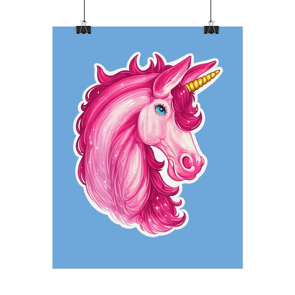 Pink Unicorn Head Rolled Poster — Cute Fantasy Wall Art for Kids' Rooms & Gifts