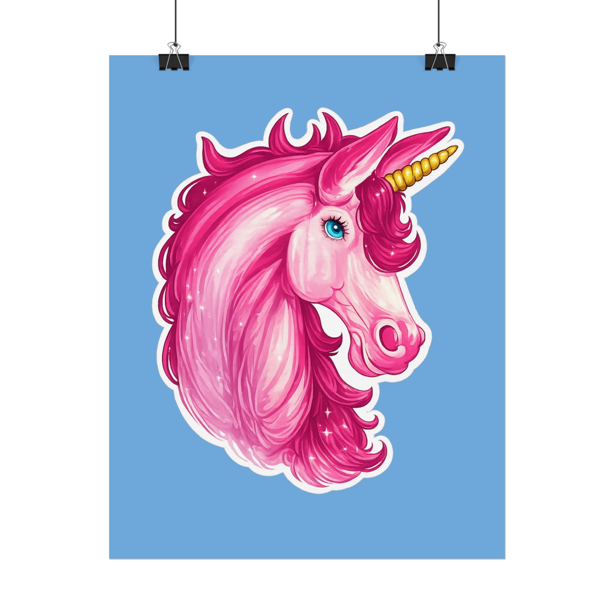 Pink Unicorn Head Rolled Poster — Cute Fantasy Wall Art for Kids' Rooms & Gifts
