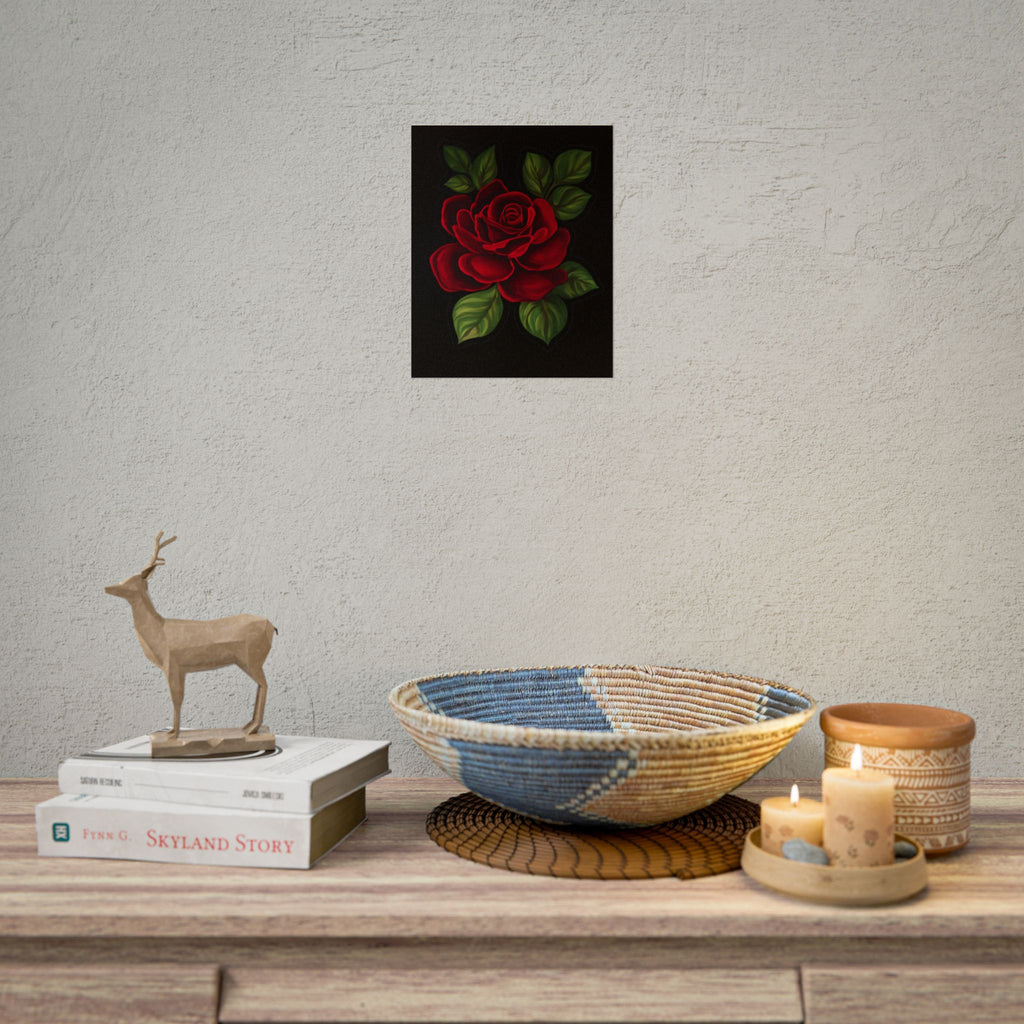 Red Rose Art Poster — Romantic Floral Wall Print (Rolled Poster)