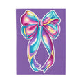 Colorful Bow Velveteen Plush Blanket — Soft Purple Gift Throw