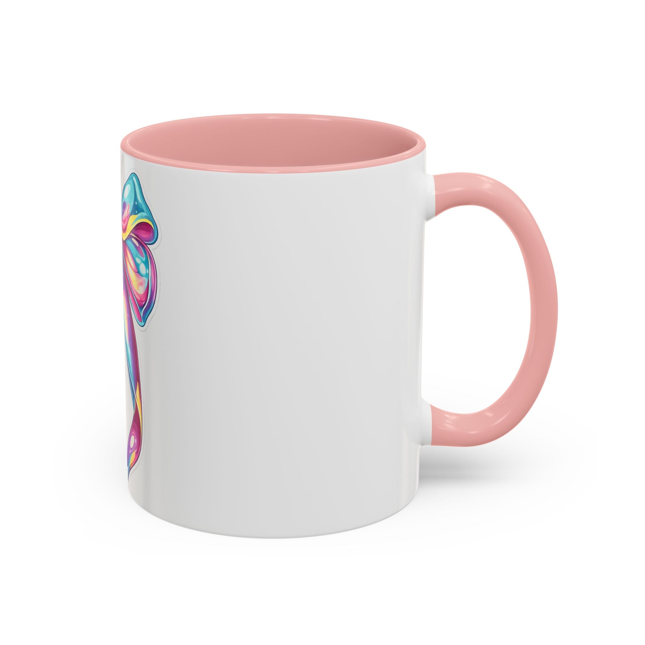 Rainbow Bow Accent Coffee Mug — Colorful Gift Mug for Her