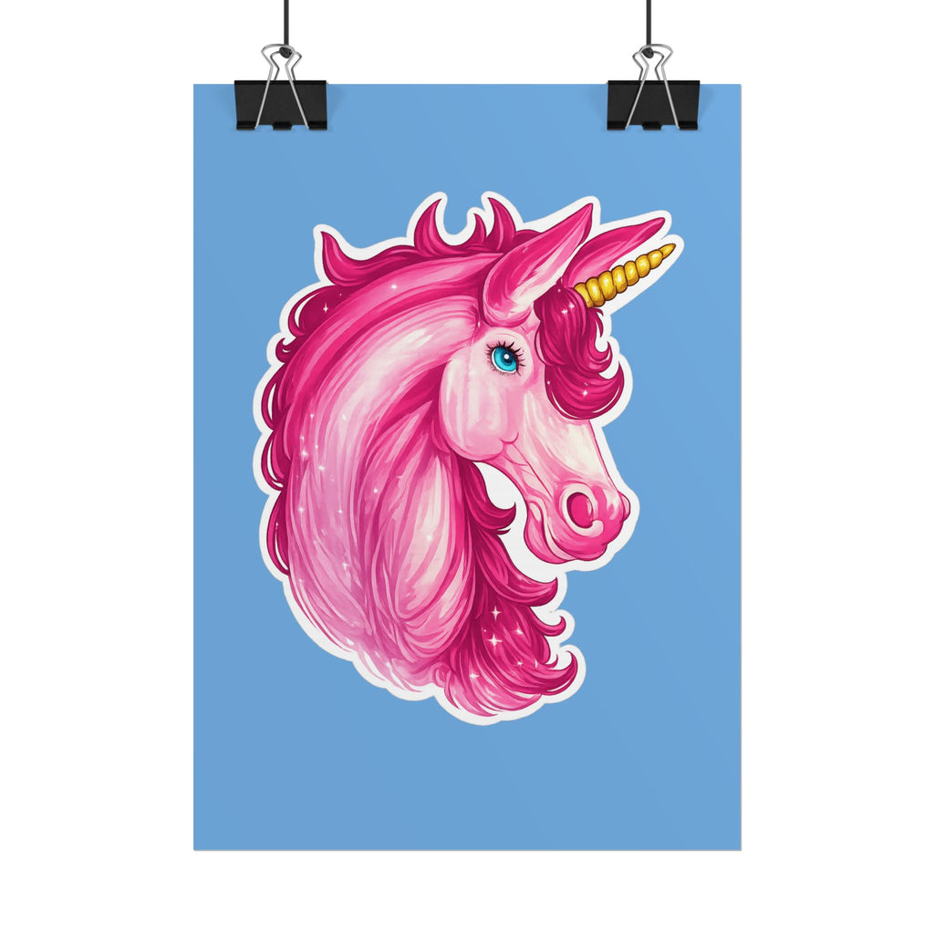 Pink Unicorn Head Rolled Poster — Cute Fantasy Wall Art for Kids' Rooms & Gifts