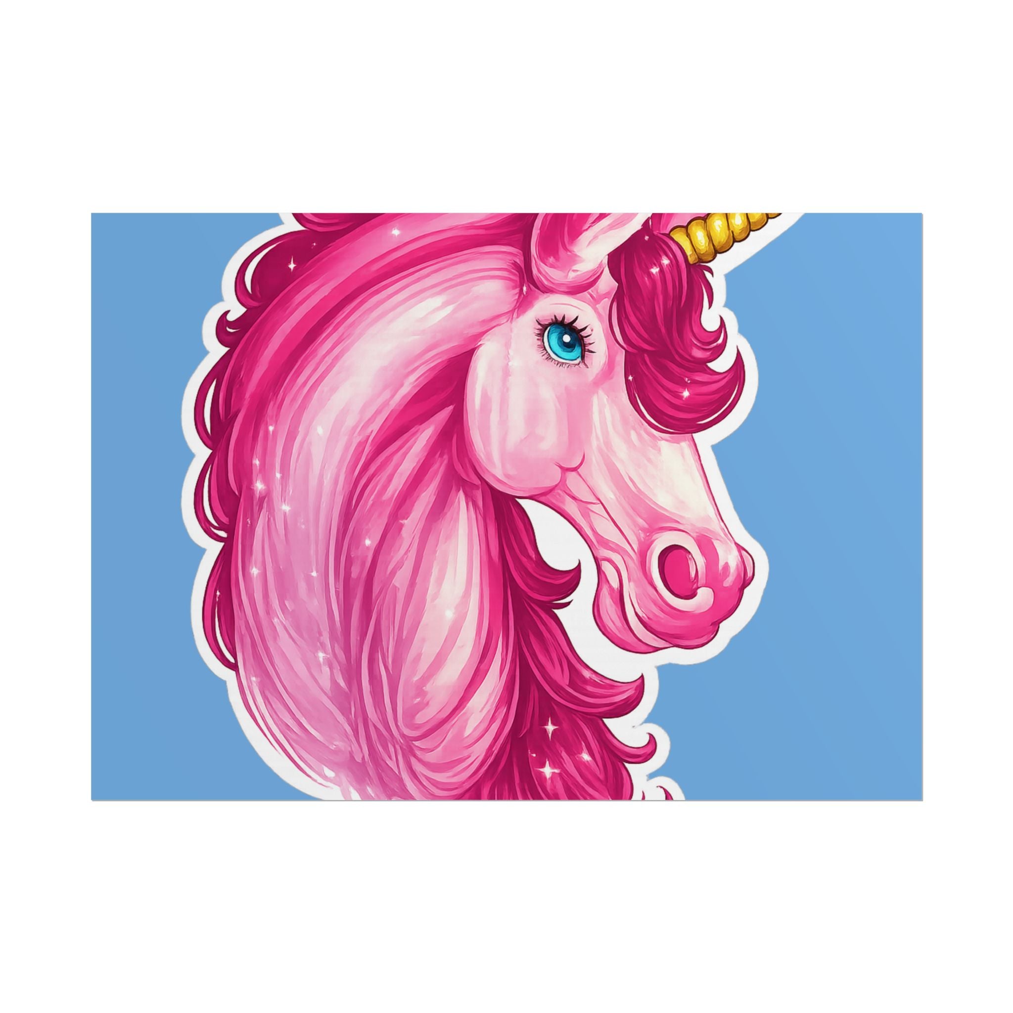 Pink Unicorn Head Rolled Poster — Cute Fantasy Wall Art for Kids' Rooms & Gifts