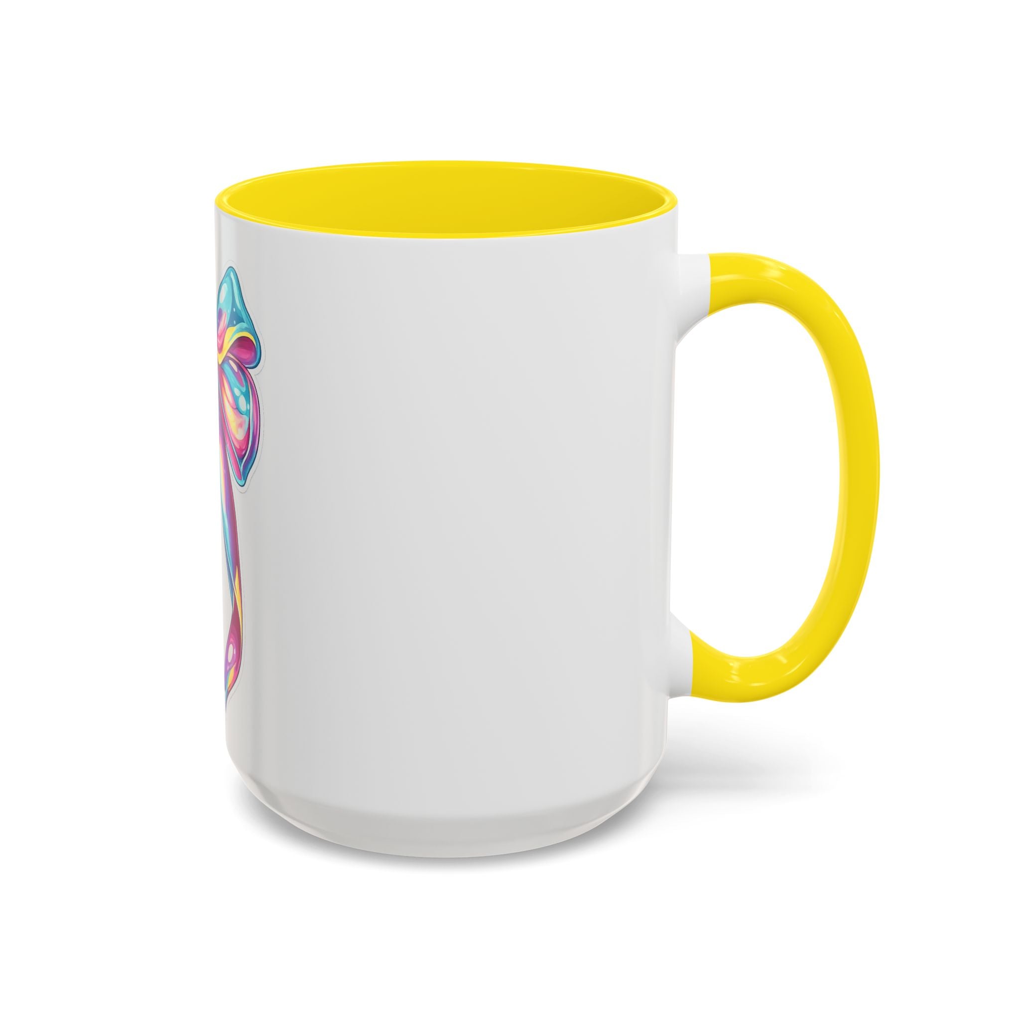 Rainbow Bow Accent Coffee Mug — Colorful Gift Mug for Her
