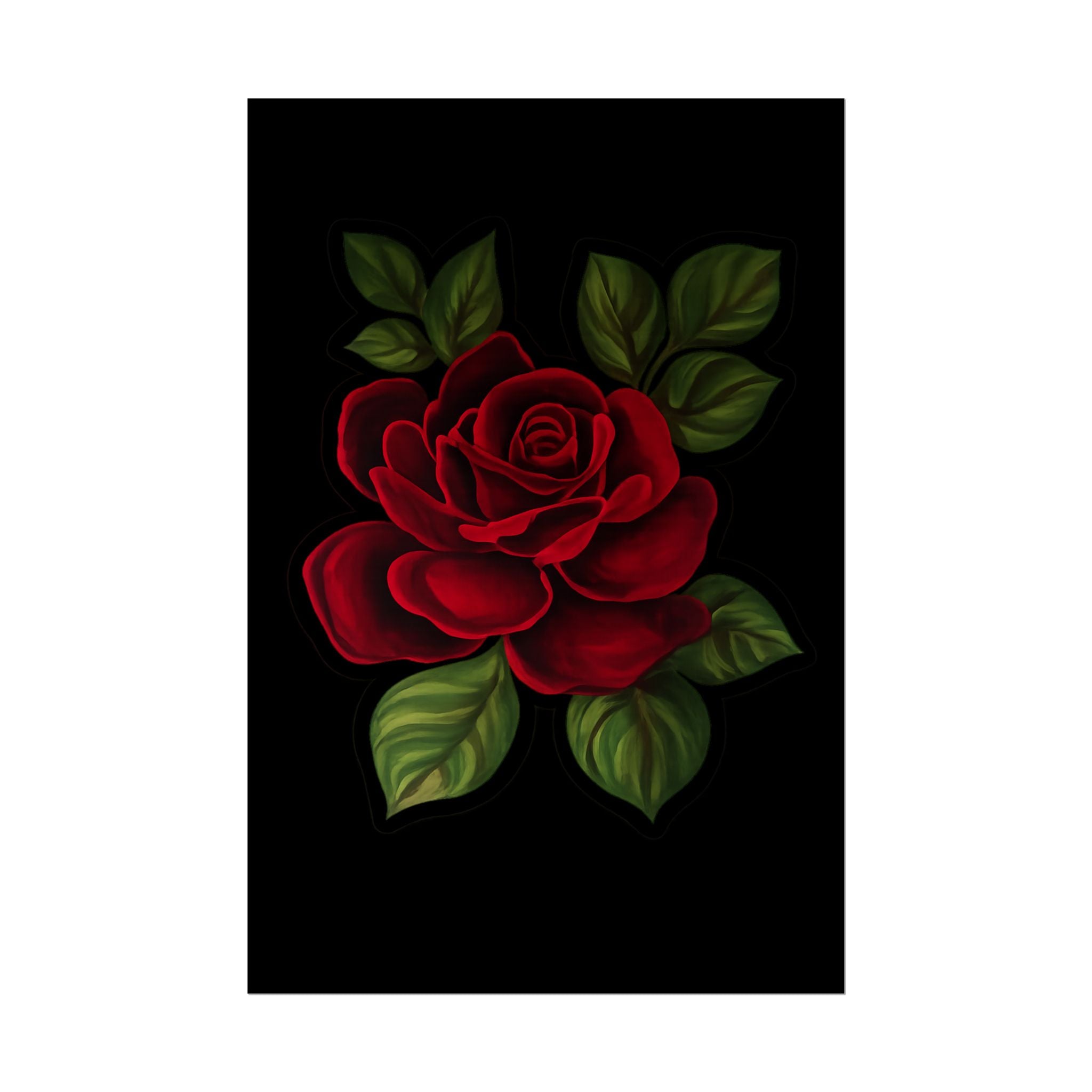 Red Rose Art Poster — Romantic Floral Wall Print (Rolled Poster)