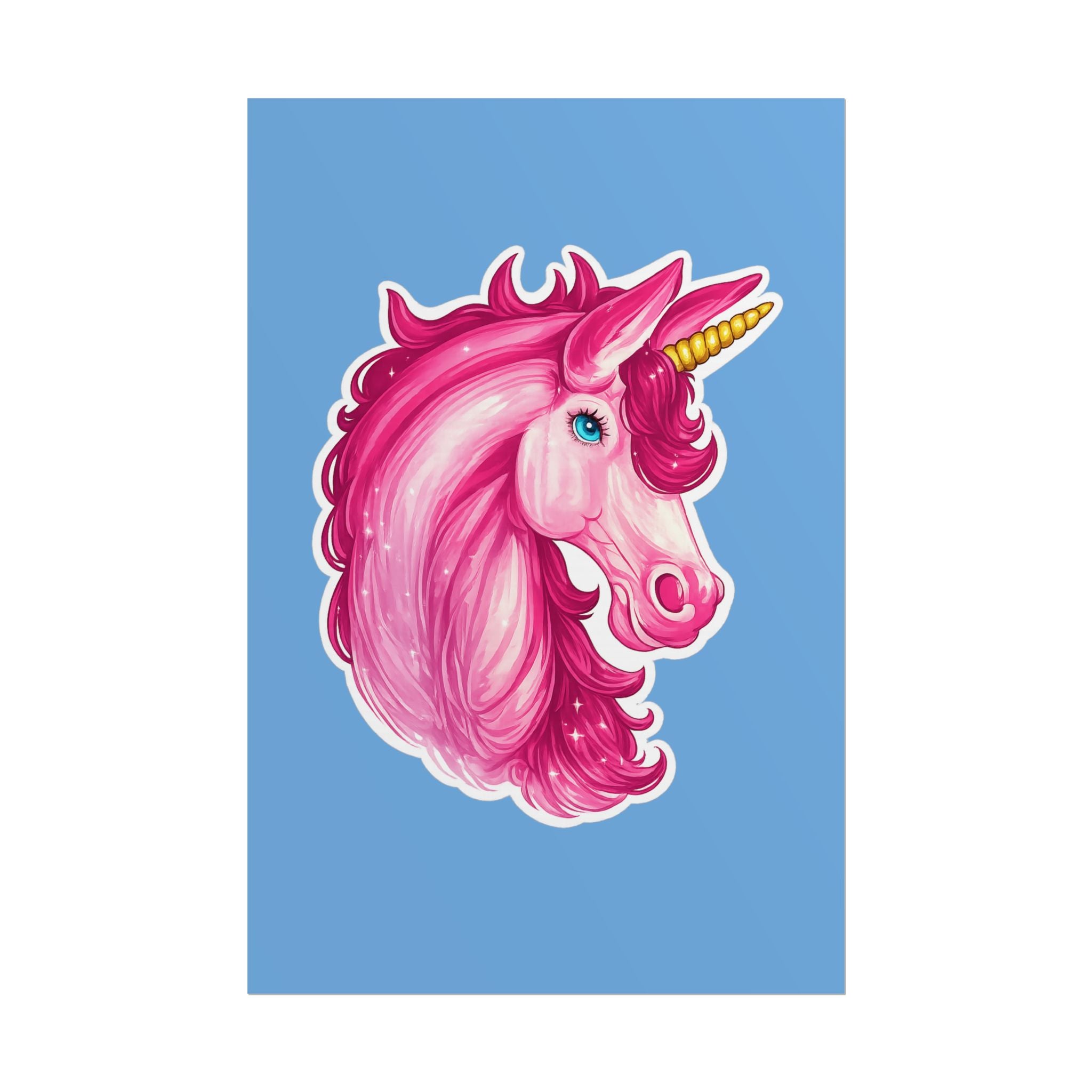 Pink Unicorn Head Rolled Poster — Cute Fantasy Wall Art for Kids' Rooms & Gifts