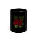 Black Rose Mug — Red Rose Floral Coffee Cup (11oz/15oz)