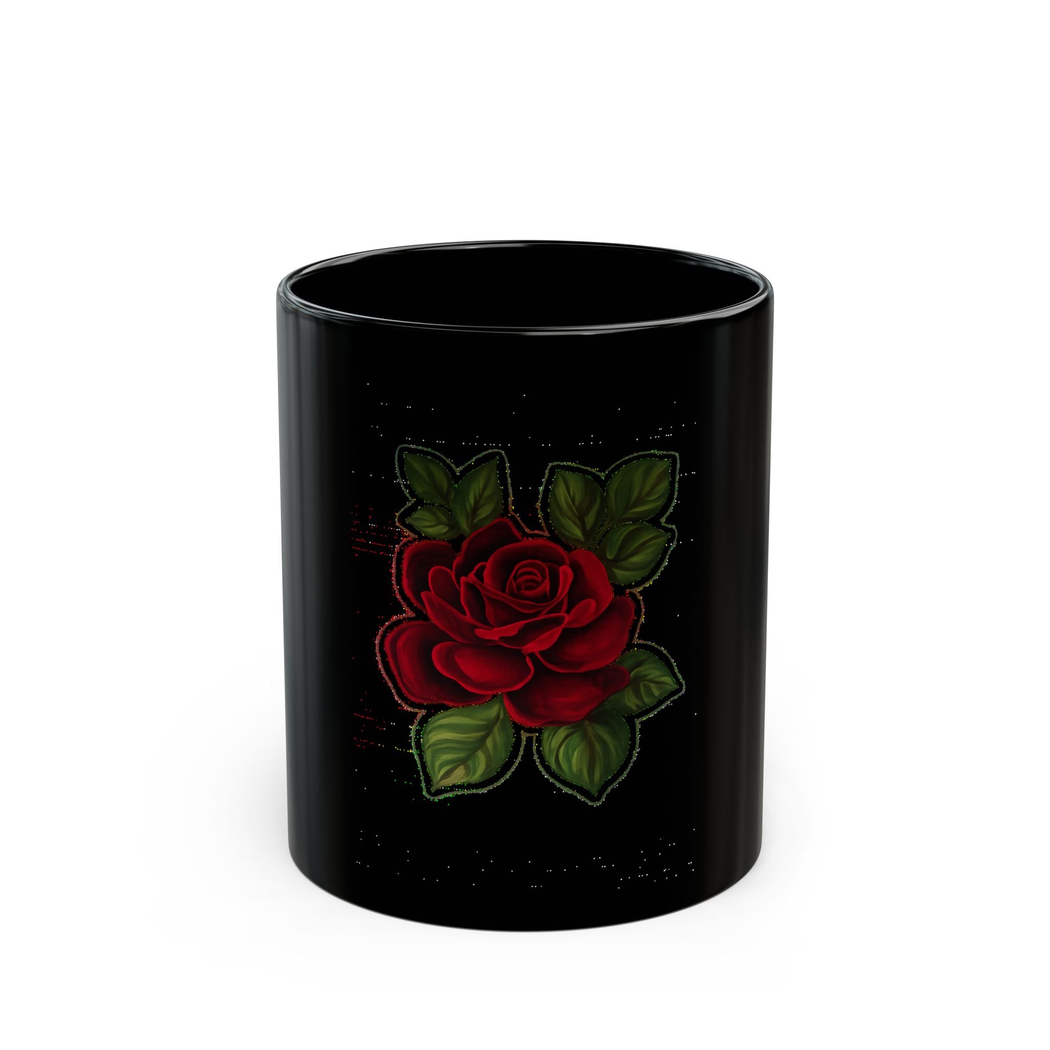 Black Rose Mug — Red Rose Floral Coffee Cup (11oz/15oz)