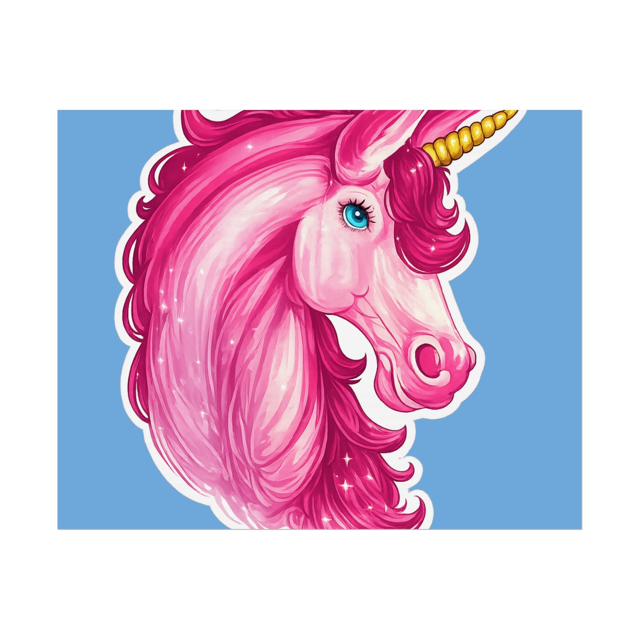 Pink Unicorn Head Rolled Poster — Cute Fantasy Wall Art for Kids' Rooms & Gifts