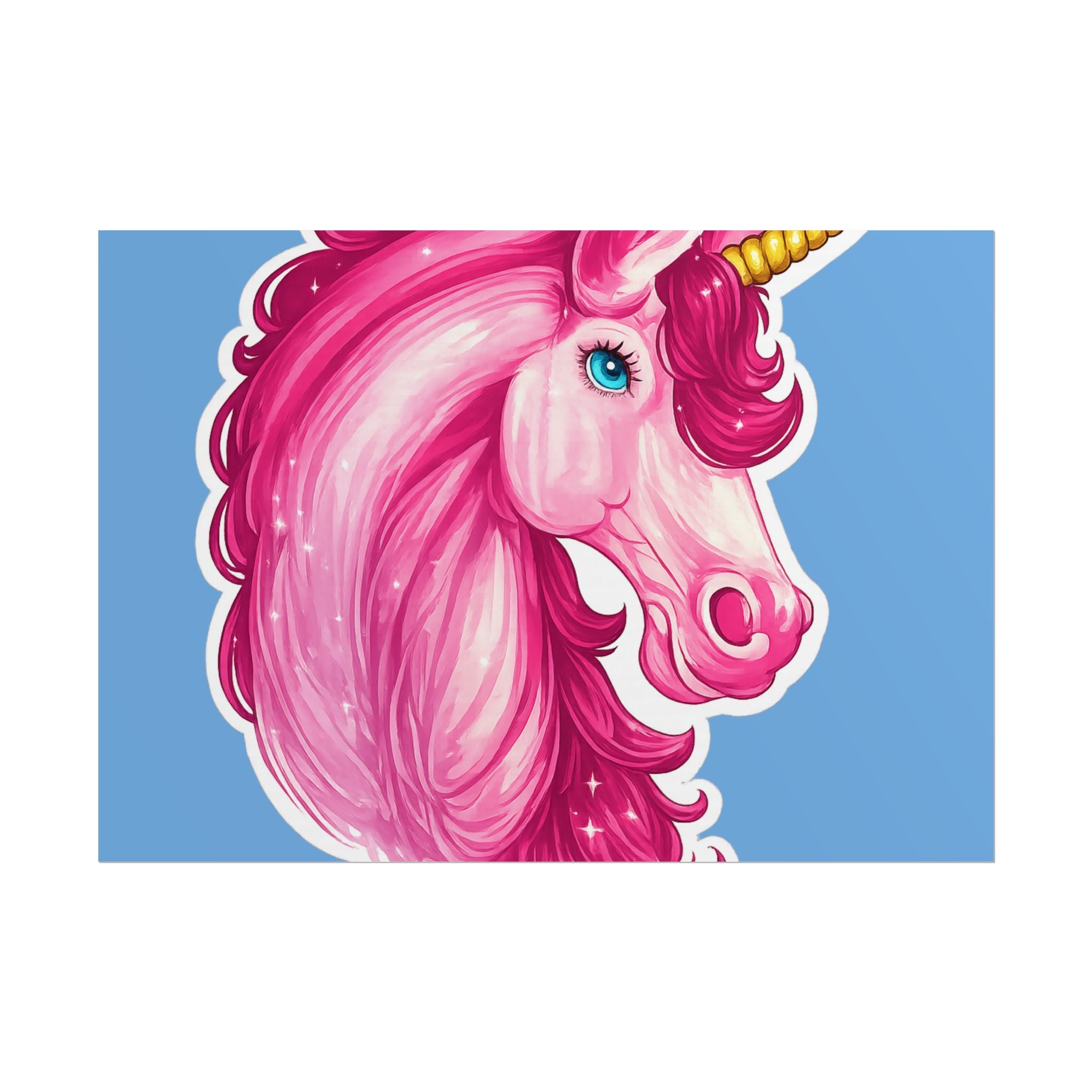 Pink Unicorn Head Rolled Poster — Cute Fantasy Wall Art for Kids' Rooms & Gifts