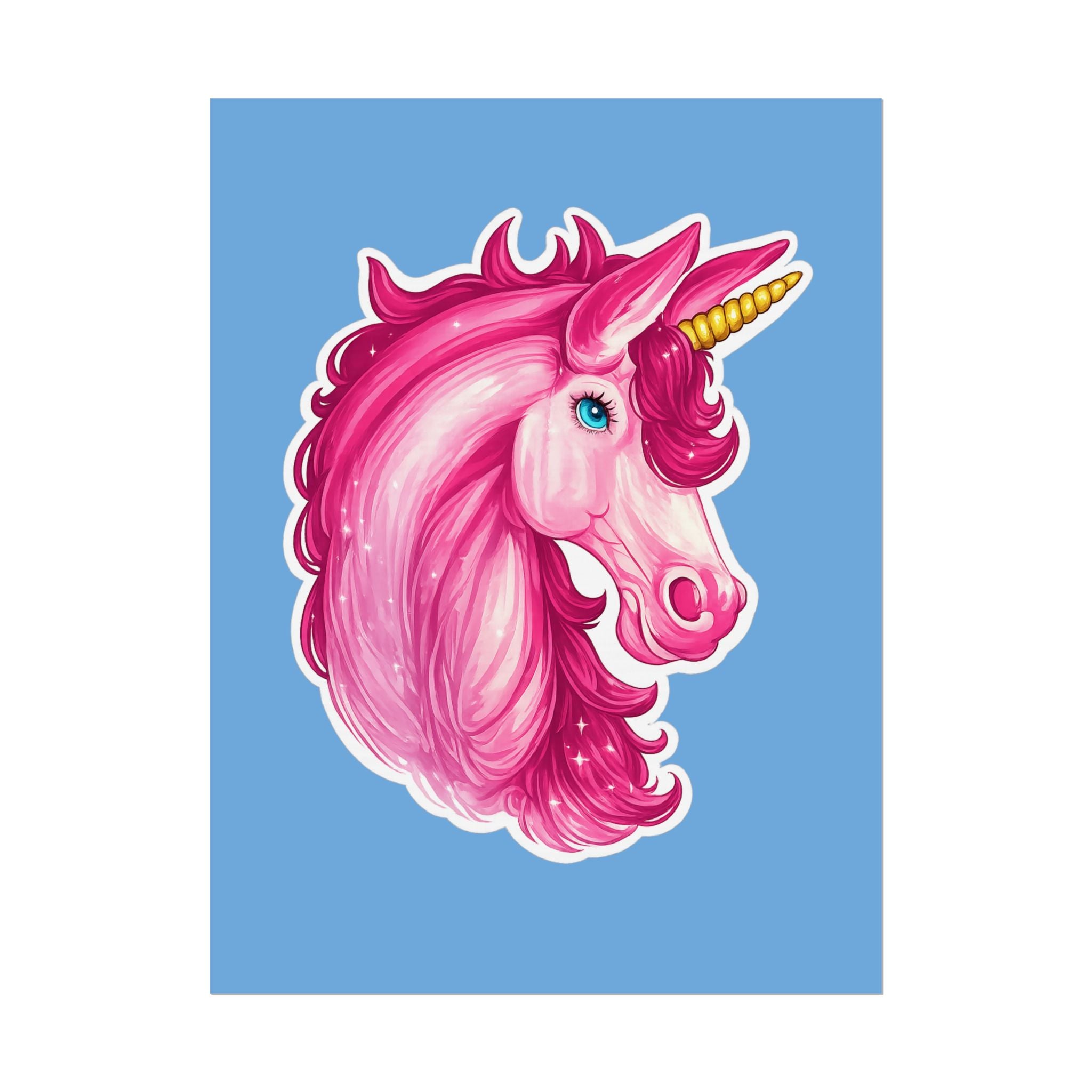 Pink Unicorn Head Rolled Poster — Cute Fantasy Wall Art for Kids' Rooms & Gifts