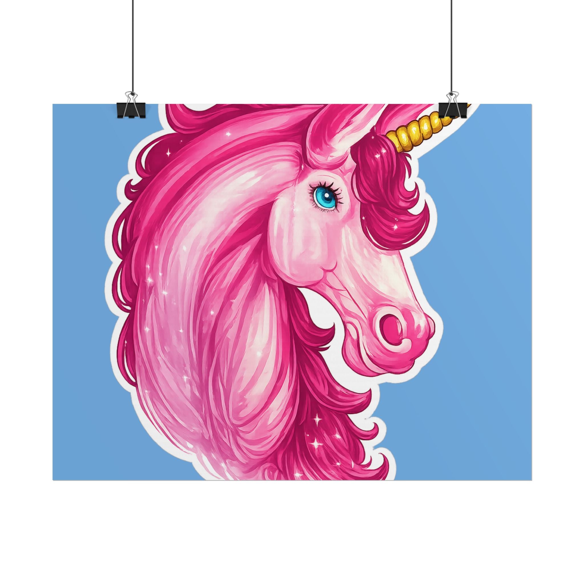 Pink Unicorn Head Rolled Poster — Cute Fantasy Wall Art for Kids' Rooms & Gifts