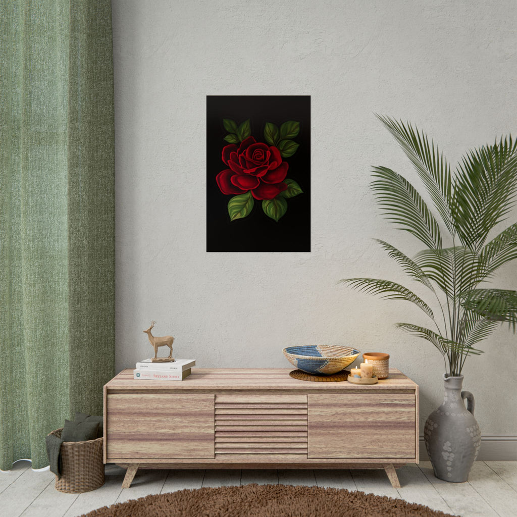 Red Rose Art Poster — Romantic Floral Wall Print (Rolled Poster)