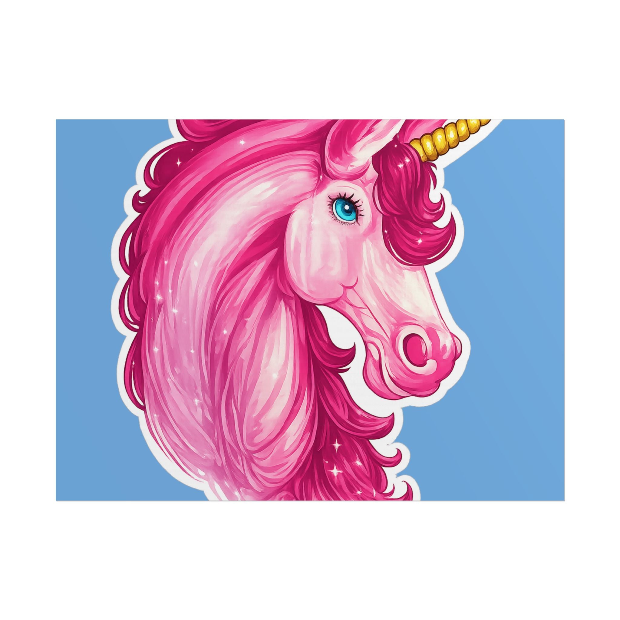 Pink Unicorn Head Rolled Poster — Cute Fantasy Wall Art for Kids' Rooms & Gifts