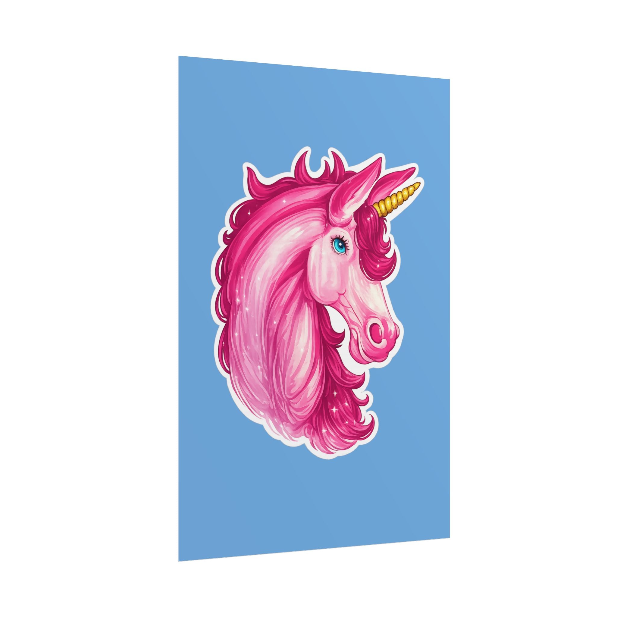 Pink Unicorn Head Rolled Poster — Cute Fantasy Wall Art for Kids' Rooms & Gifts