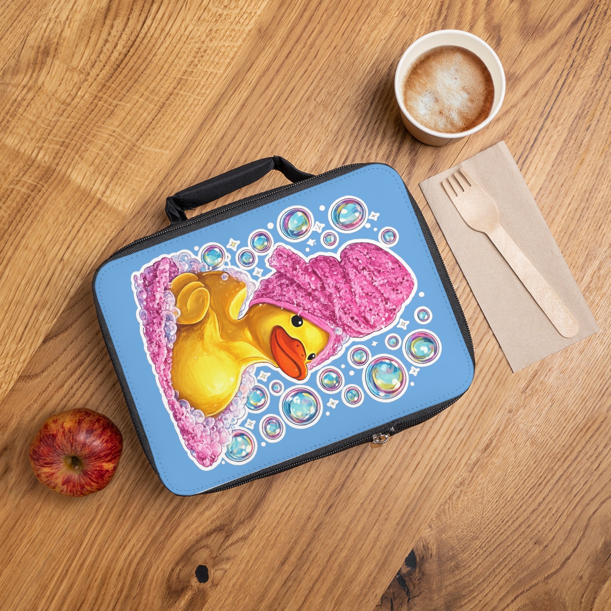 Lunch Bag — Cute Rubber Duck in Bubbles Kids Lunchbox