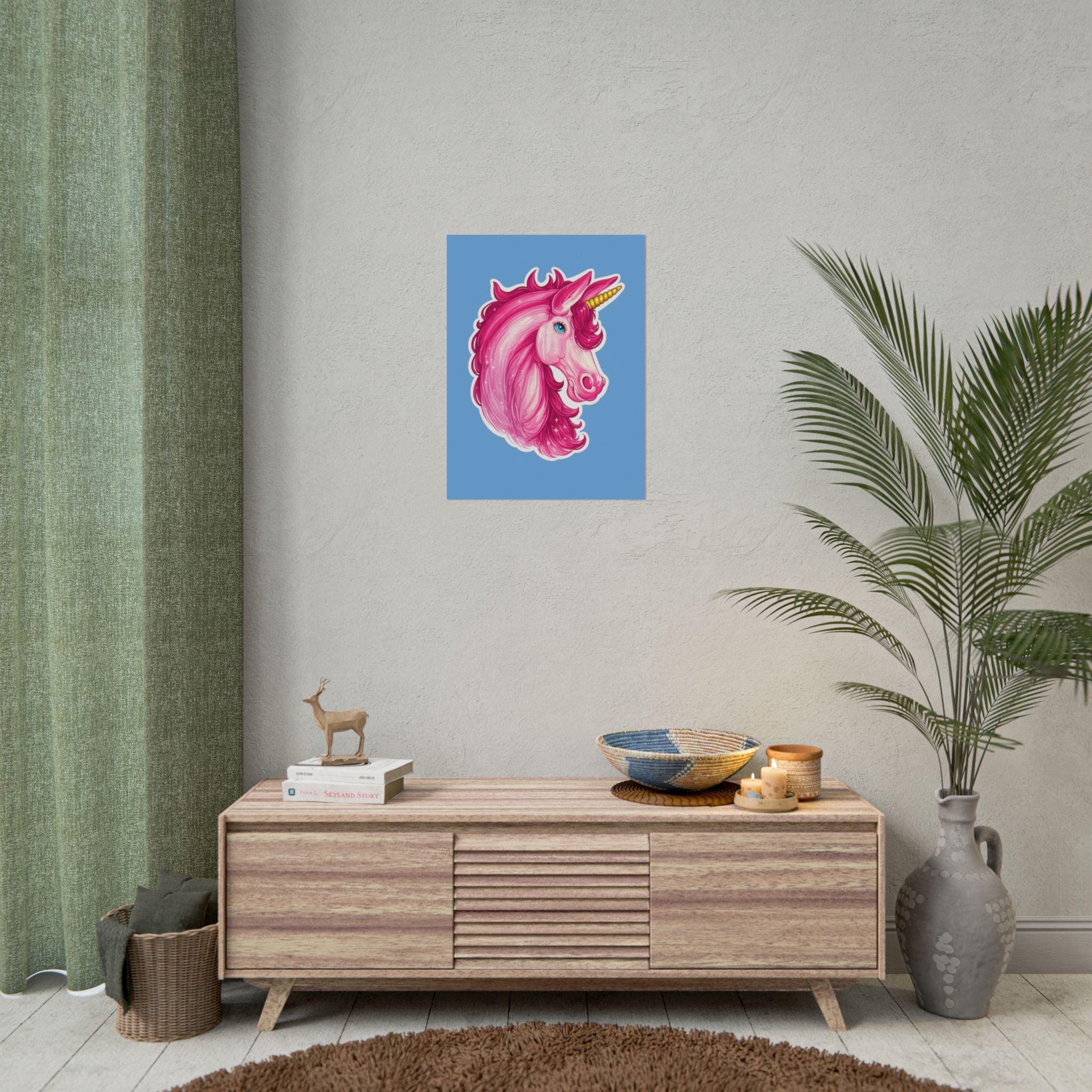 Pink Unicorn Head Rolled Poster — Cute Fantasy Wall Art for Kids' Rooms & Gifts