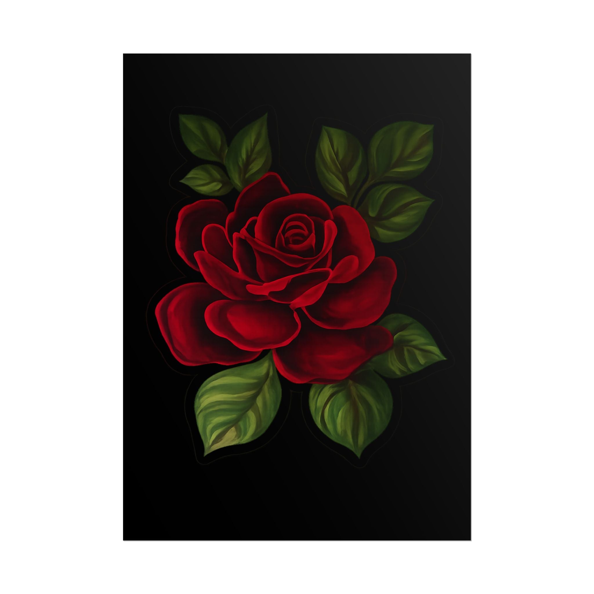Red Rose Art Poster — Romantic Floral Wall Print (Rolled Poster)