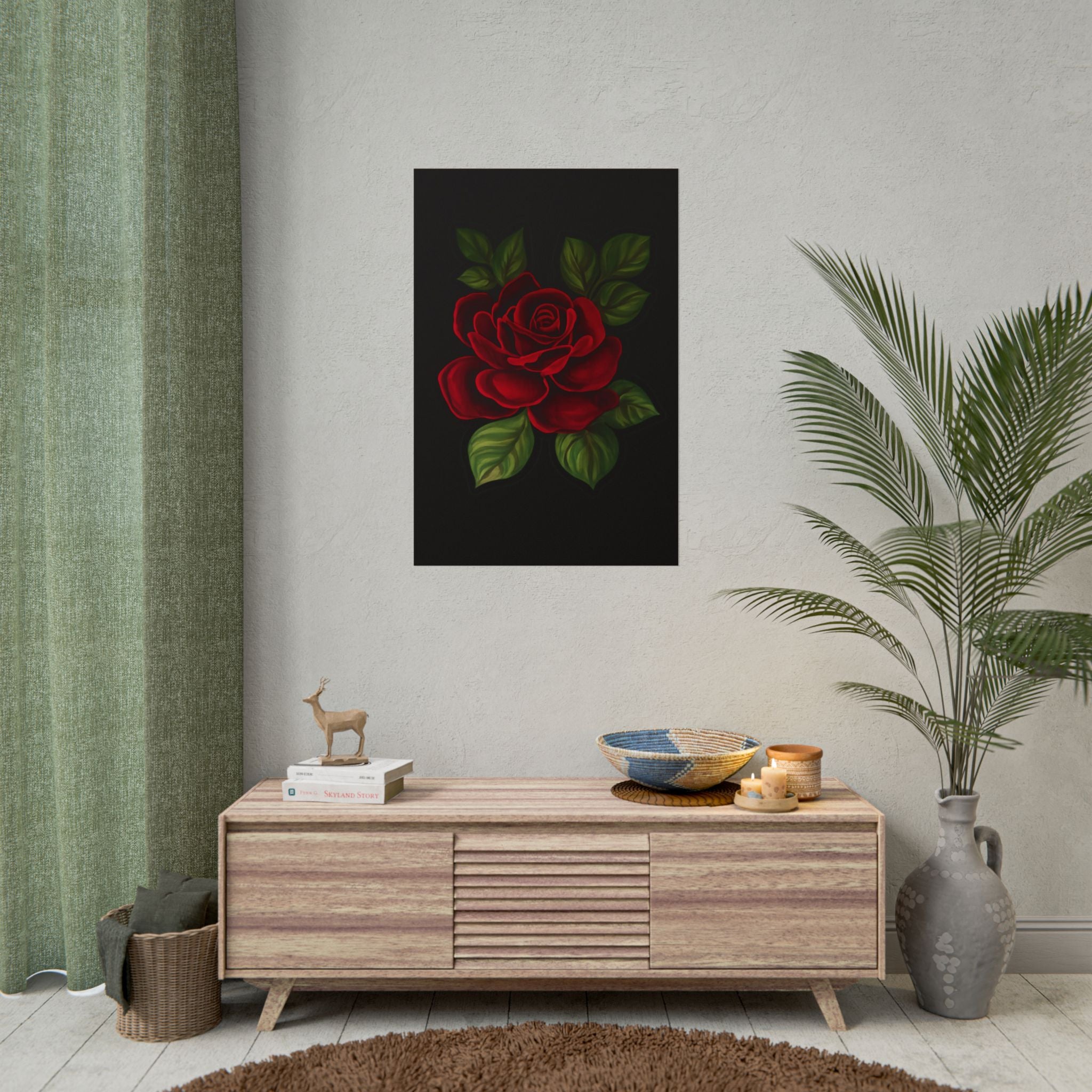 Red Rose Art Poster — Romantic Floral Wall Print (Rolled Poster)