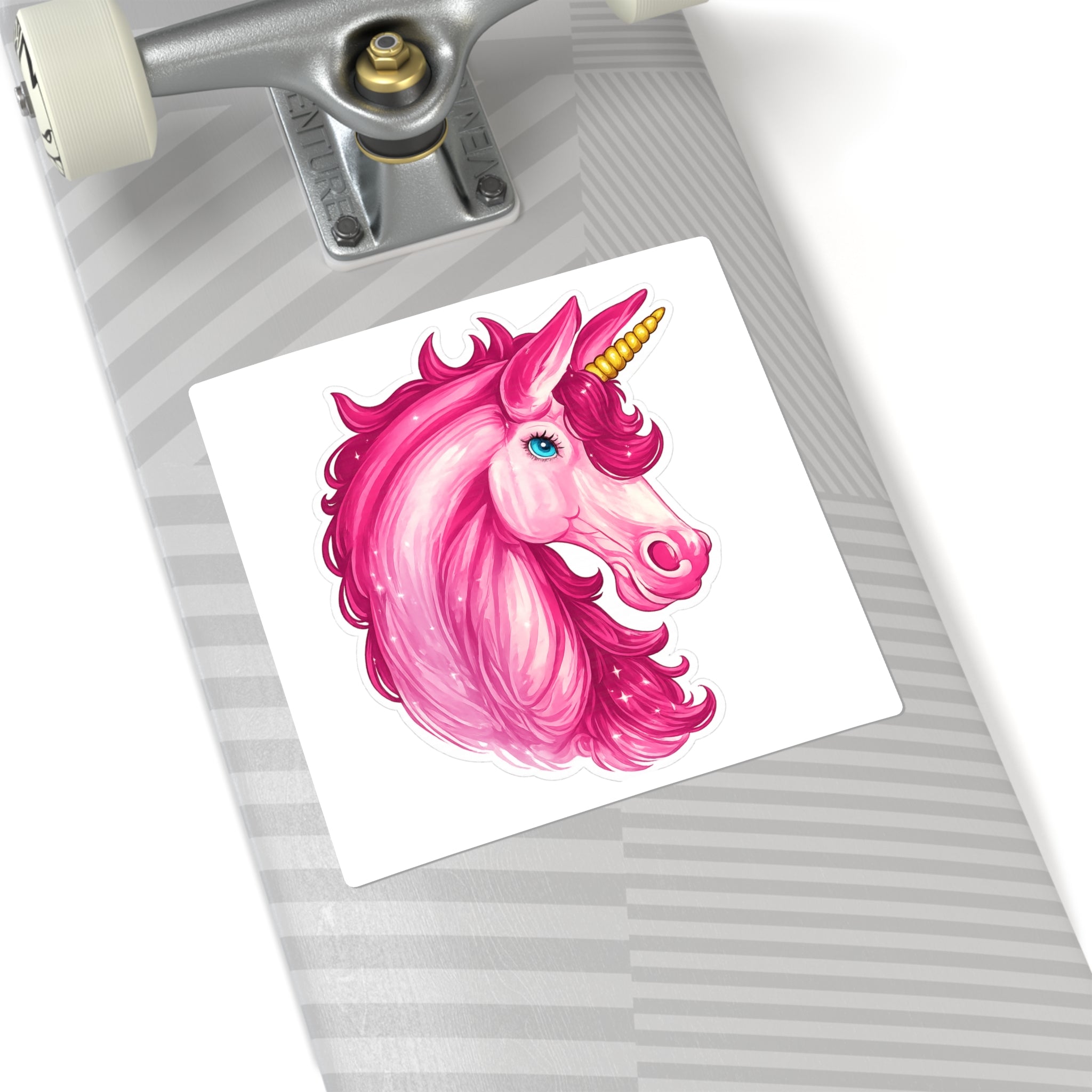 Pink Unicorn Square Sticker — Cute Magical Laptop Decal