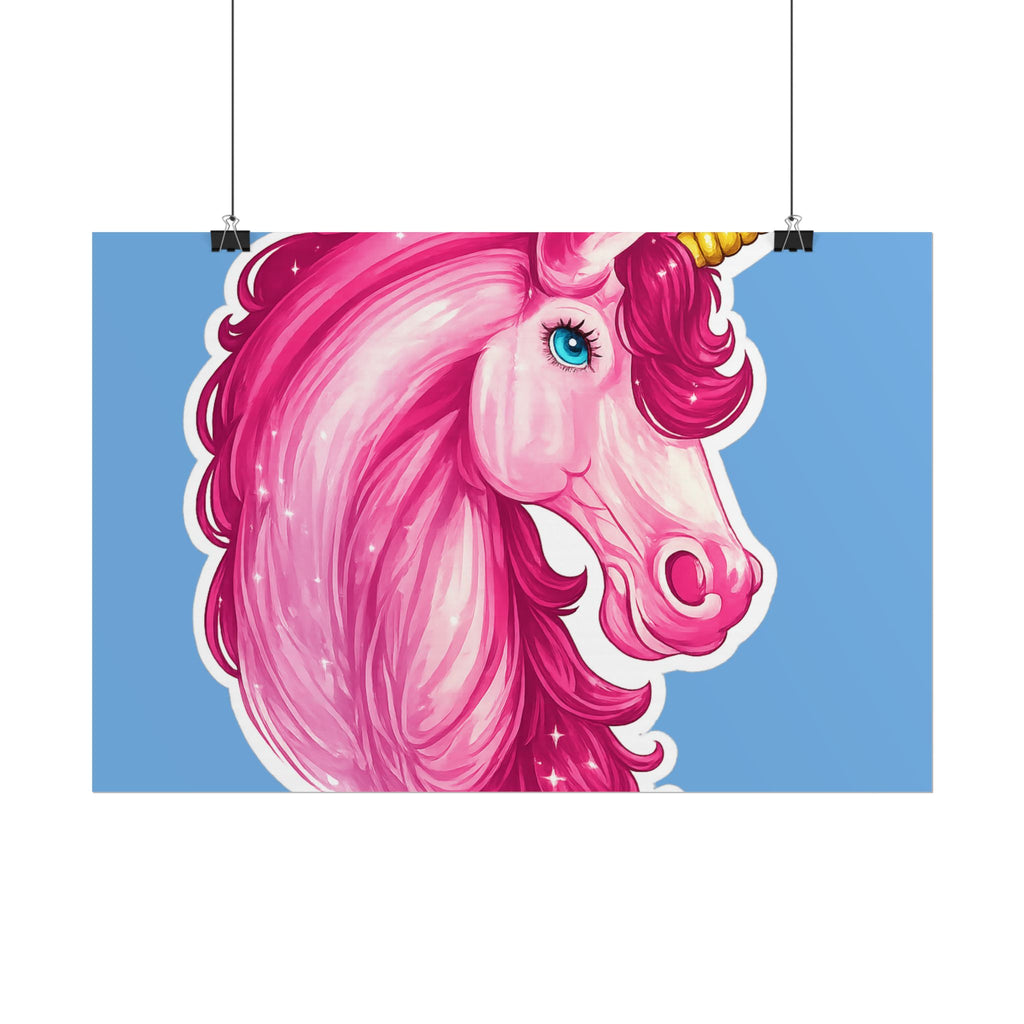 Pink Unicorn Head Rolled Poster — Cute Fantasy Wall Art for Kids' Rooms & Gifts