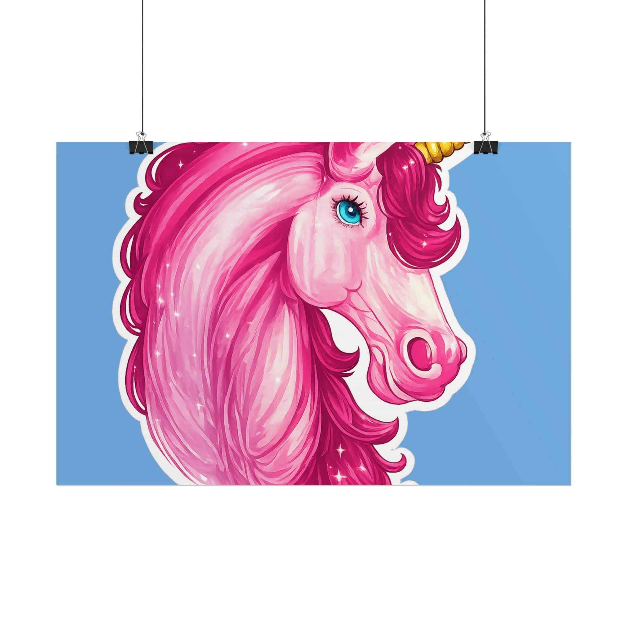 Pink Unicorn Head Rolled Poster — Cute Fantasy Wall Art for Kids' Rooms & Gifts