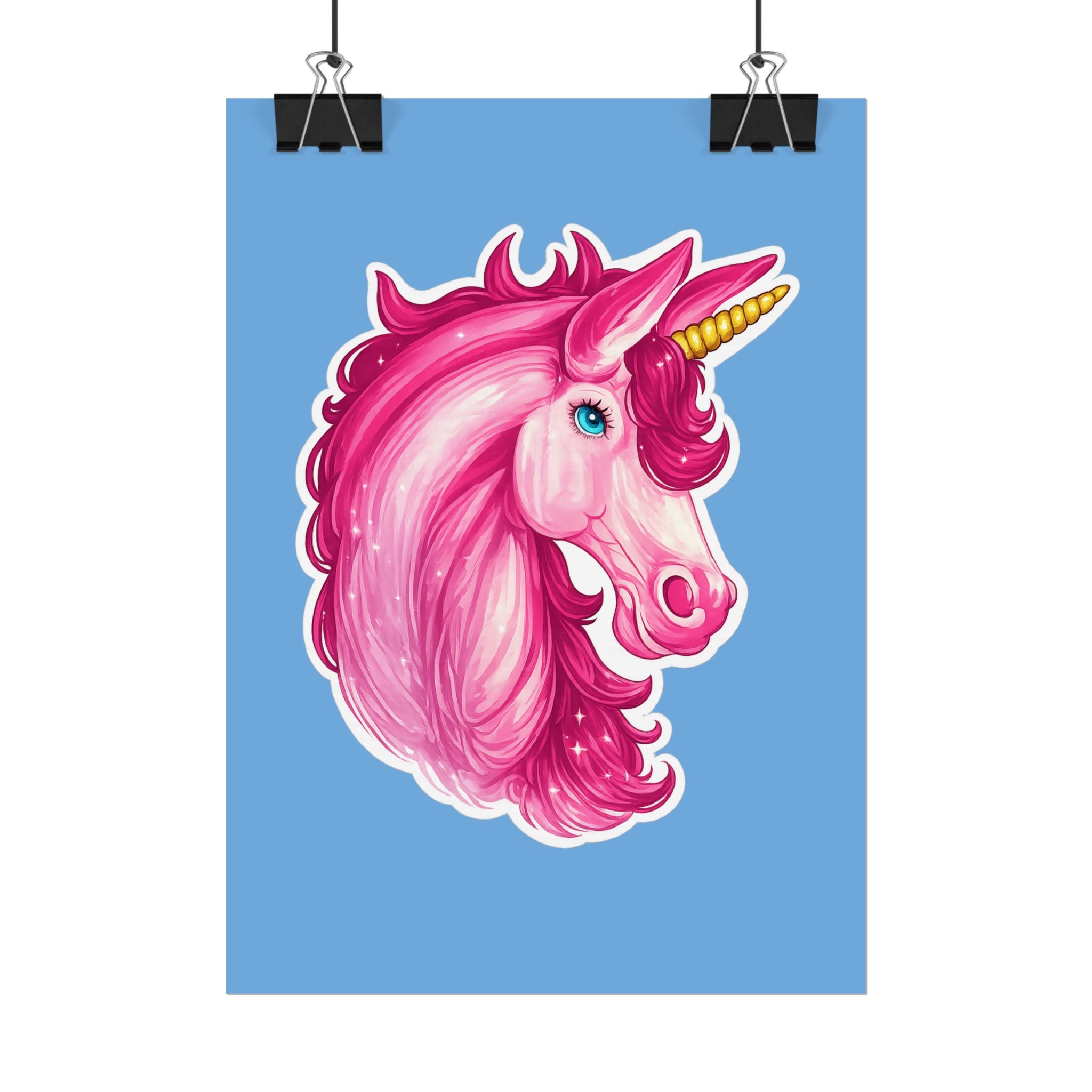 Pink Unicorn Head Rolled Poster — Cute Fantasy Wall Art for Kids' Rooms & Gifts