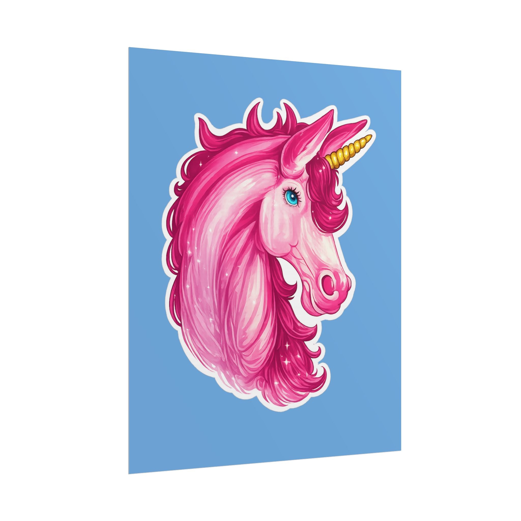 Pink Unicorn Head Rolled Poster — Cute Fantasy Wall Art for Kids' Rooms & Gifts