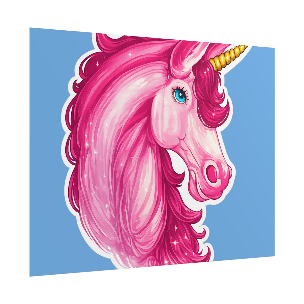 Pink Unicorn Head Rolled Poster — Cute Fantasy Wall Art for Kids' Rooms & Gifts