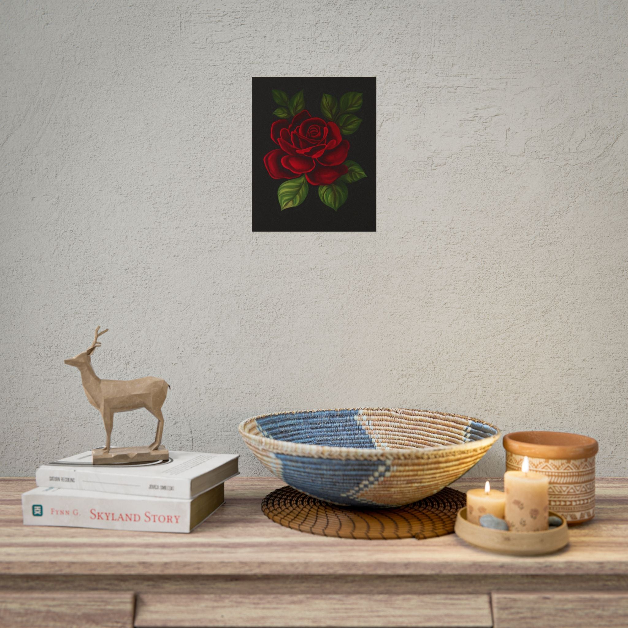 Red Rose Art Poster — Romantic Floral Wall Print (Rolled Poster)