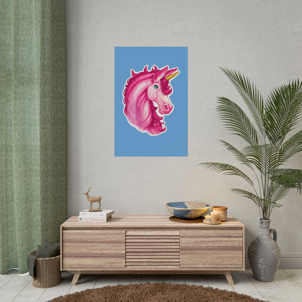 Pink Unicorn Head Rolled Poster — Cute Fantasy Wall Art for Kids' Rooms & Gifts
