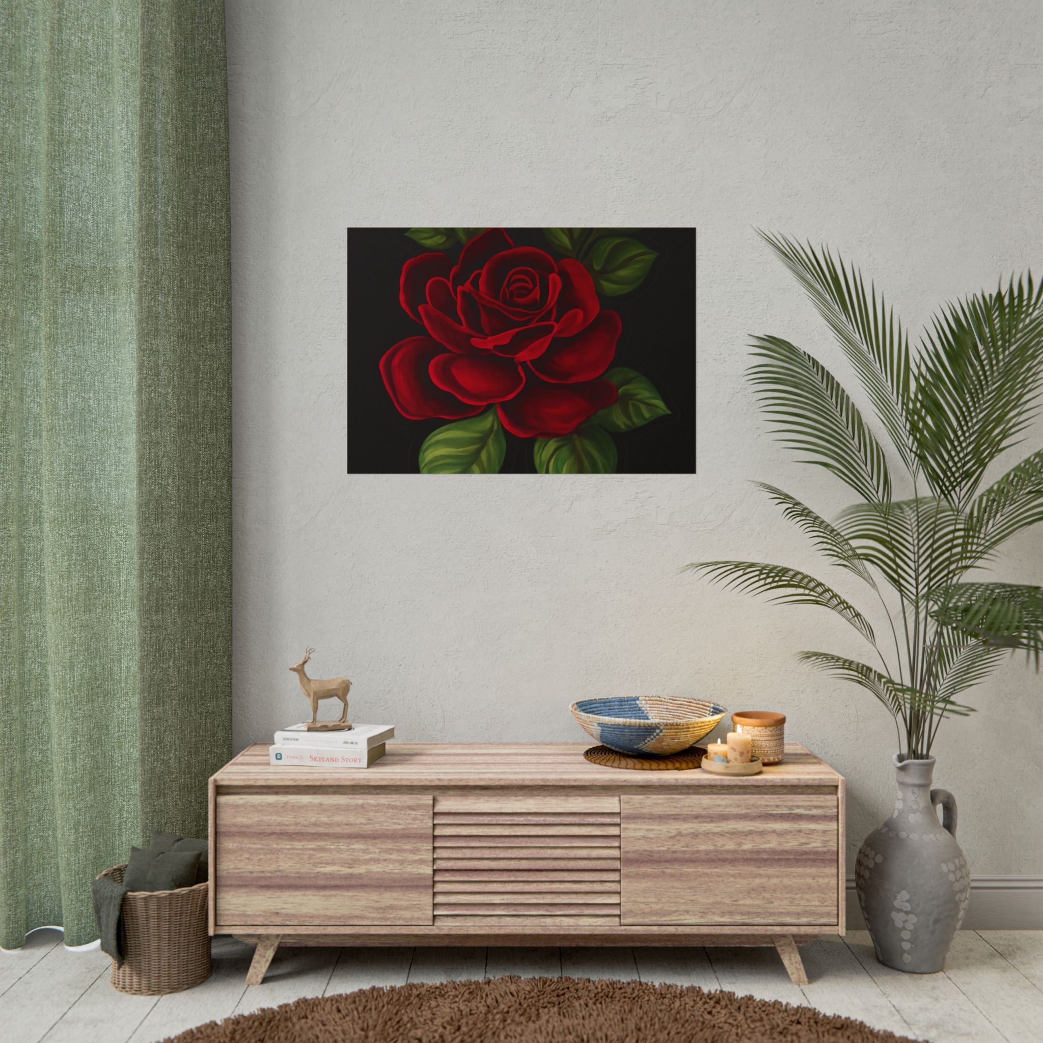 Red Rose Art Poster — Romantic Floral Wall Print (Rolled Poster)