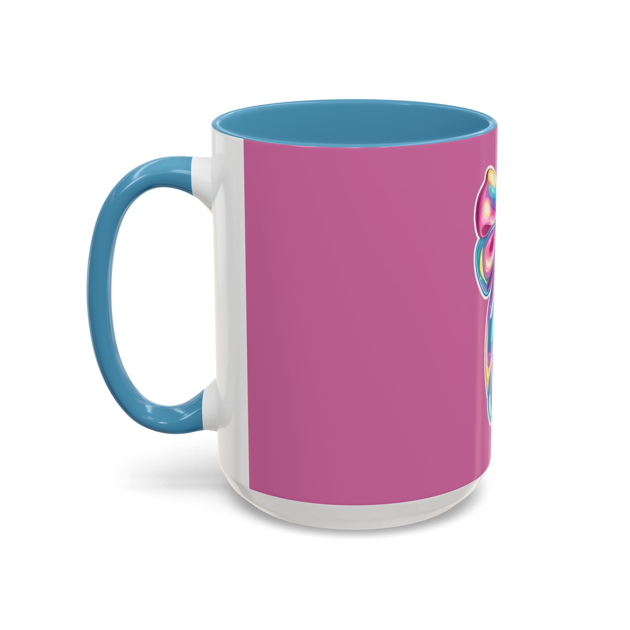 Pink Accent Coffee Mug with Rainbow Bow – Cute Gift Mug for Her