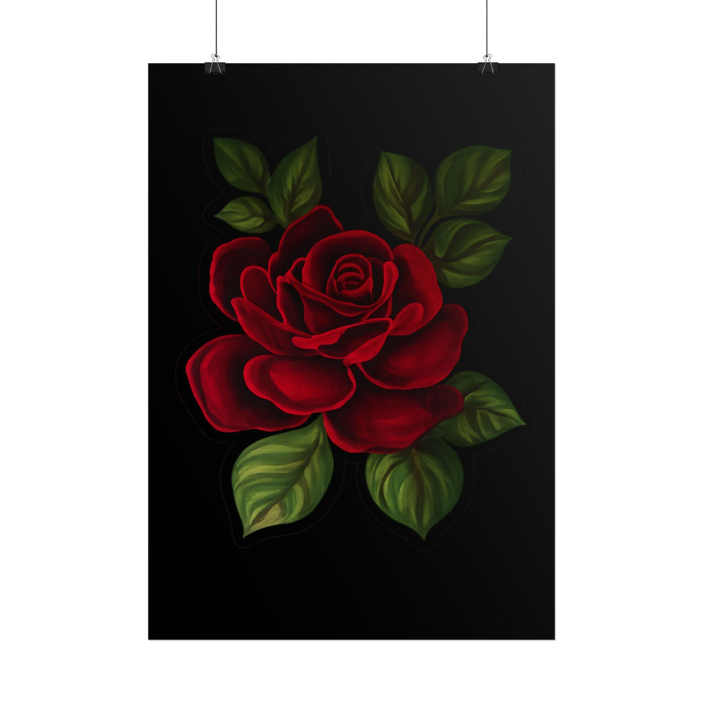 Red Rose Art Poster — Romantic Floral Wall Print (Rolled Poster)